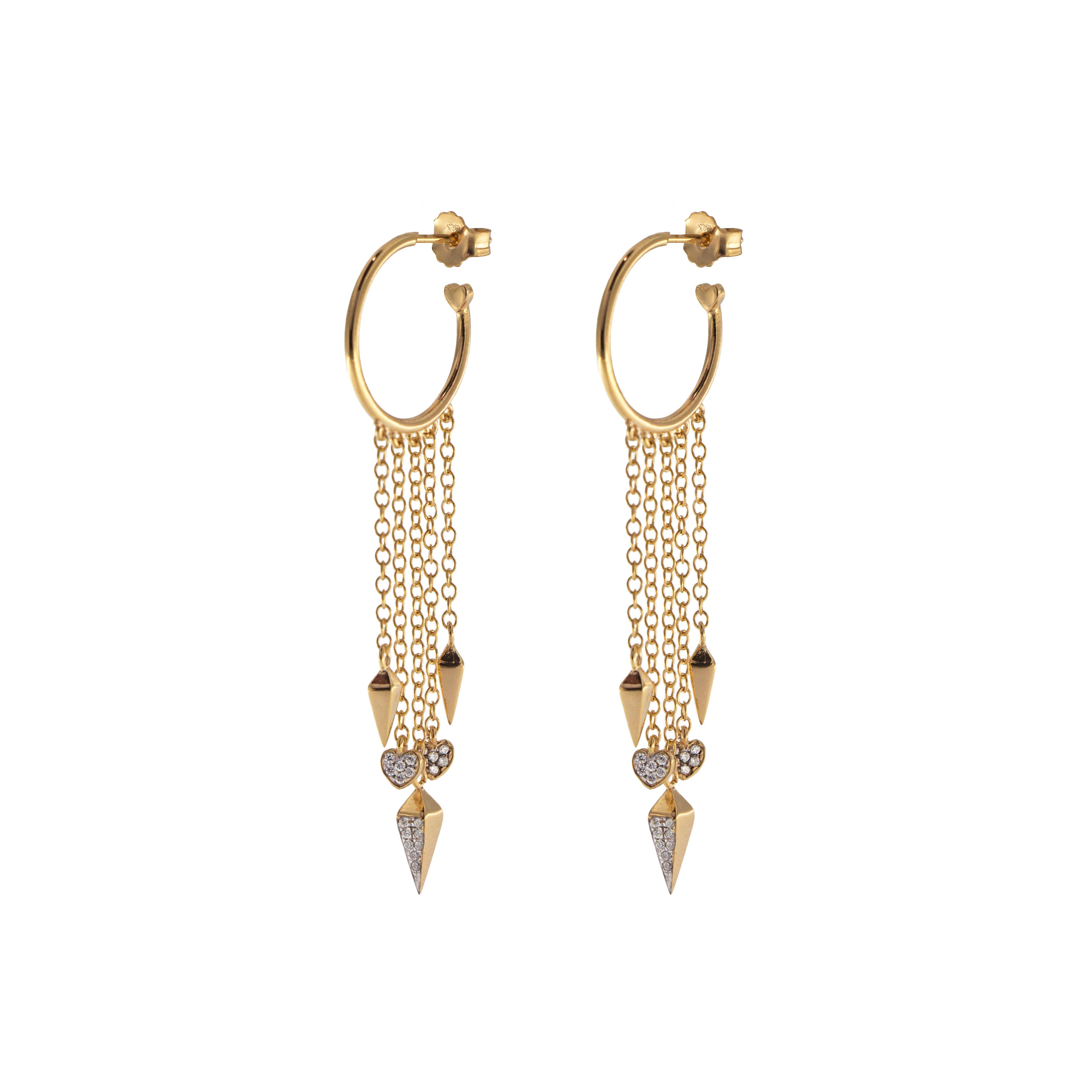 Pendientes - Pendientes Lanzas y Zircones Blancos - 1 | Rue des Mille