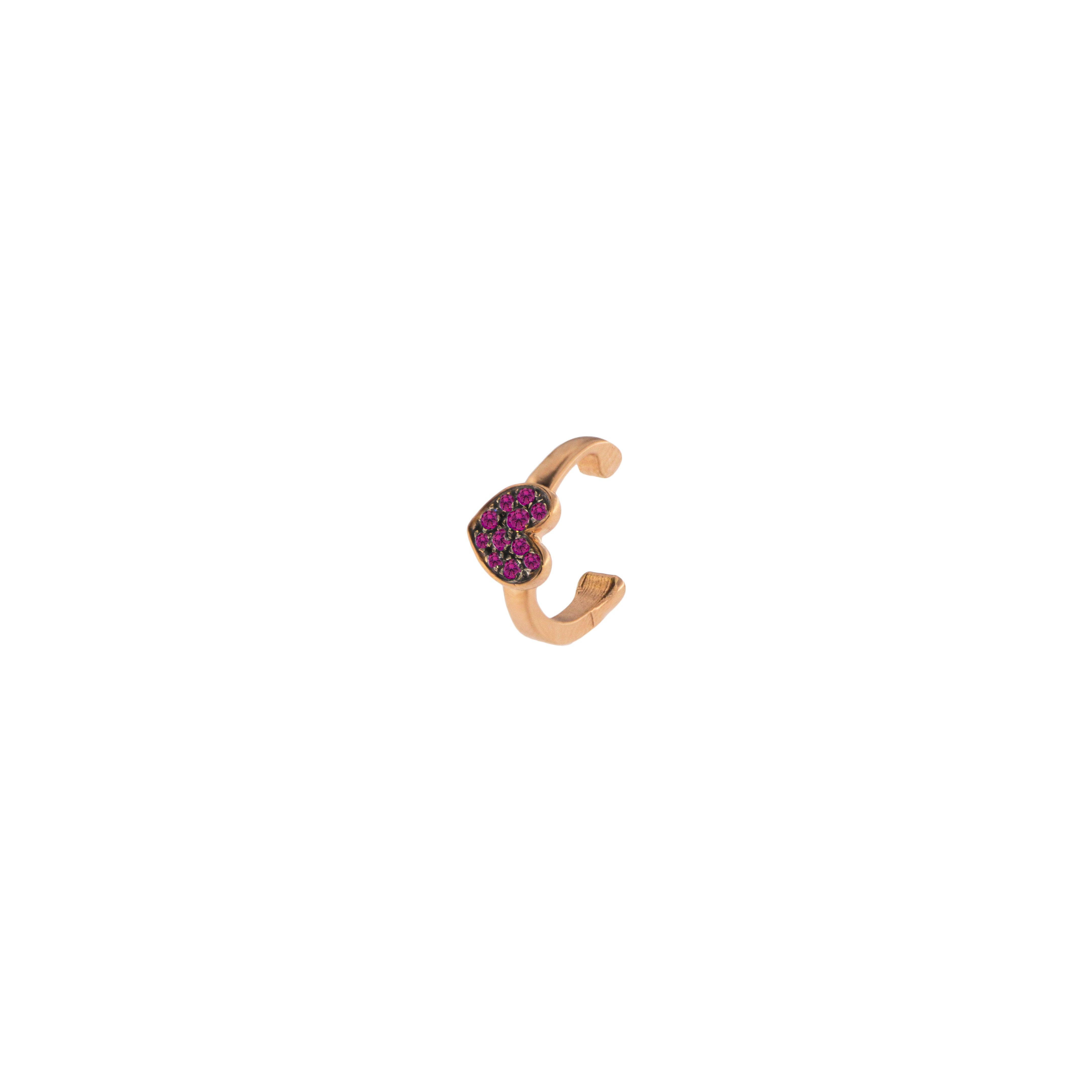 Orecchini - Earcuff Cuore Zirconi Rossi - 1 | Rue des Mille