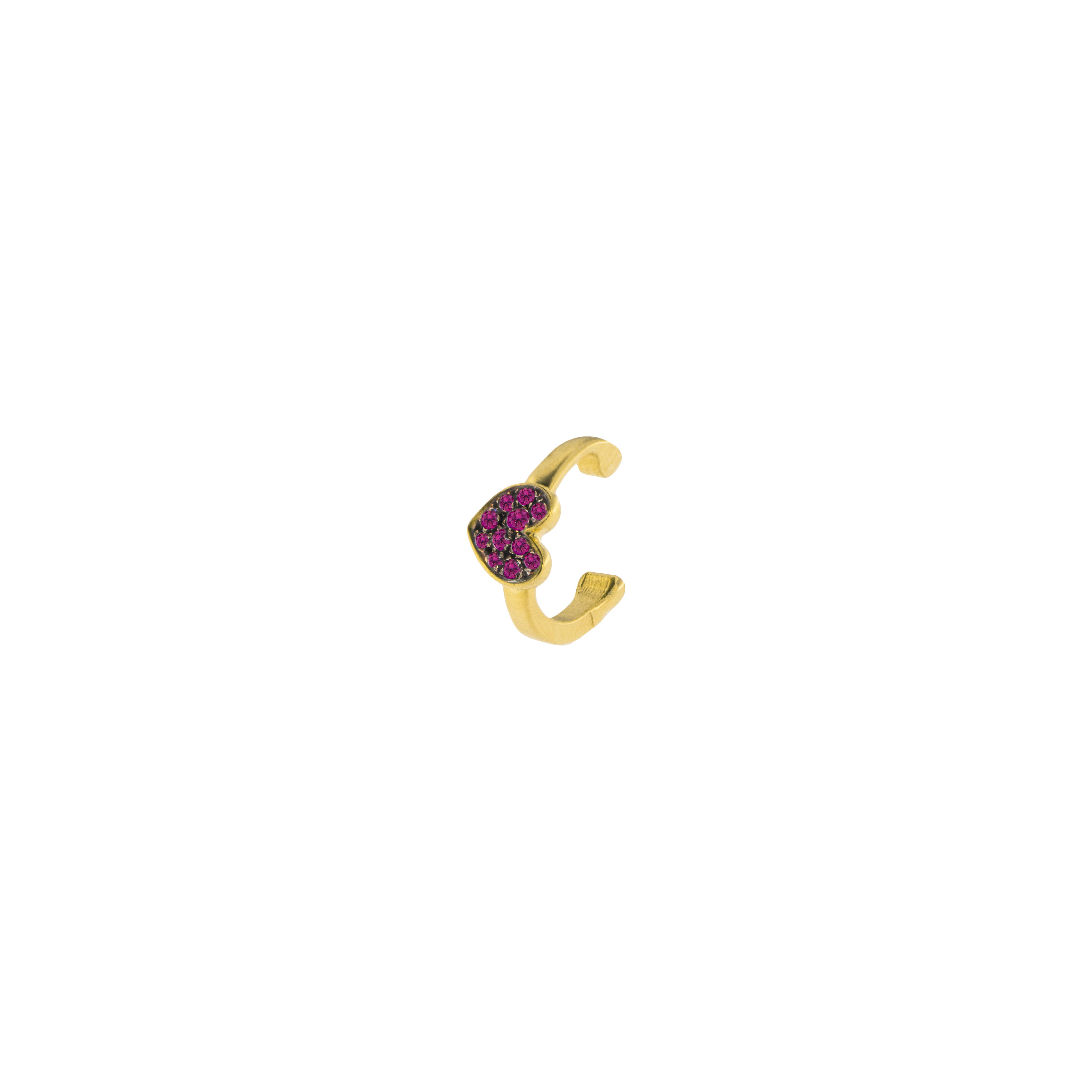 Orecchini - Earcuff Cuore Zirconi Rossi - 2 | Rue des Mille