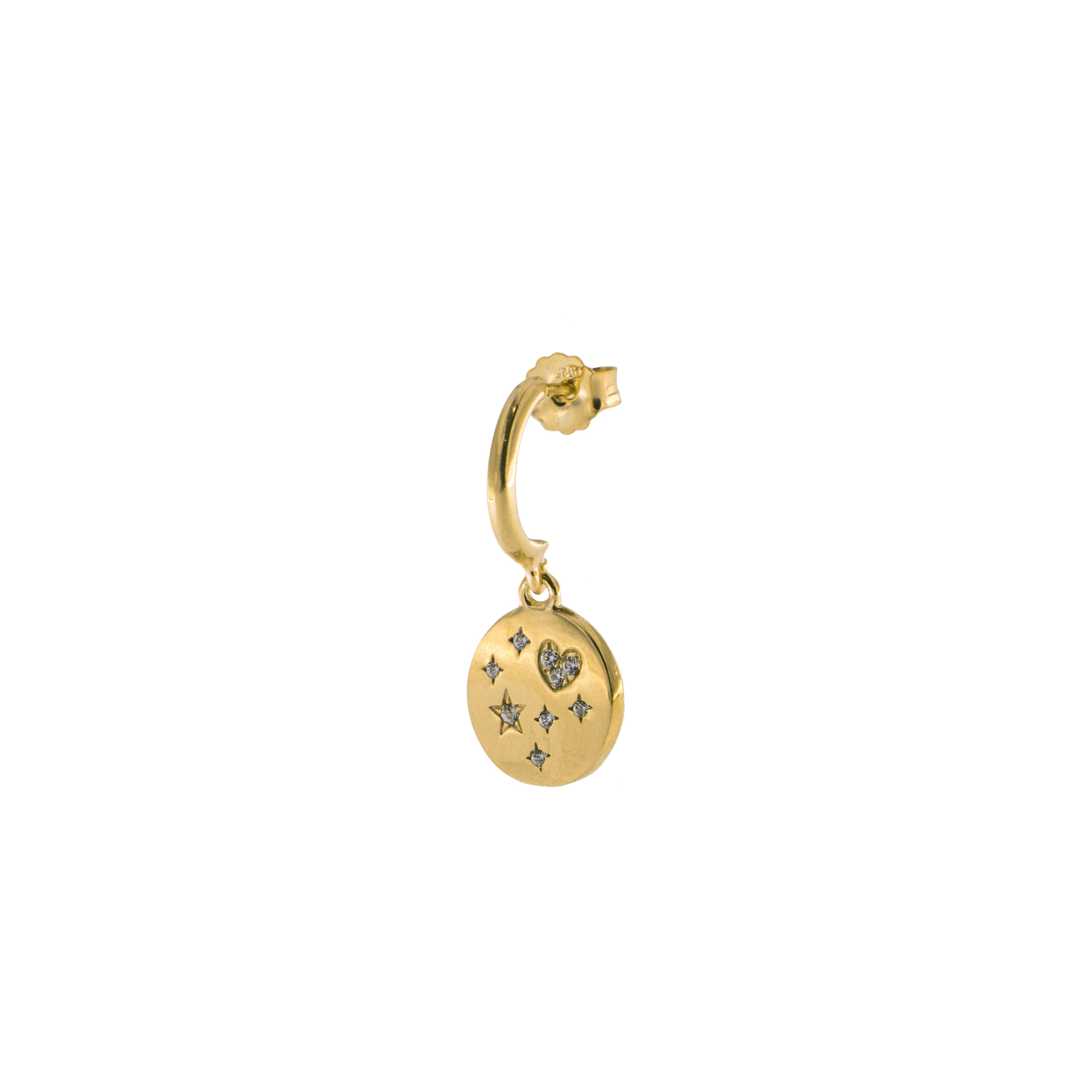 Earrings - Mono Earring with Subject and White Zircon - Medal - 3 | Rue des Mille