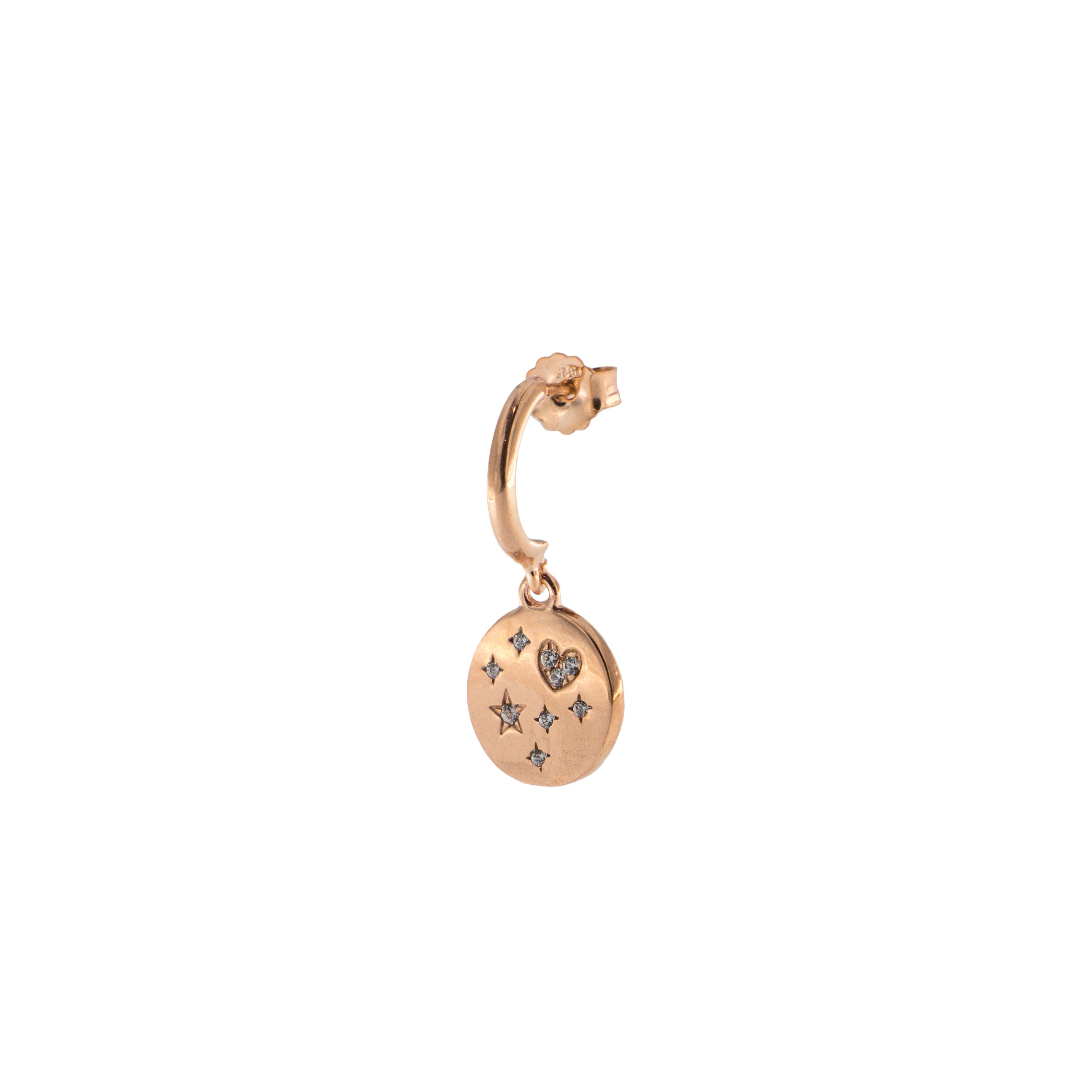 Earrings - Mono Earring with Subject and White Zircon - Medal - 1 | Rue des Mille