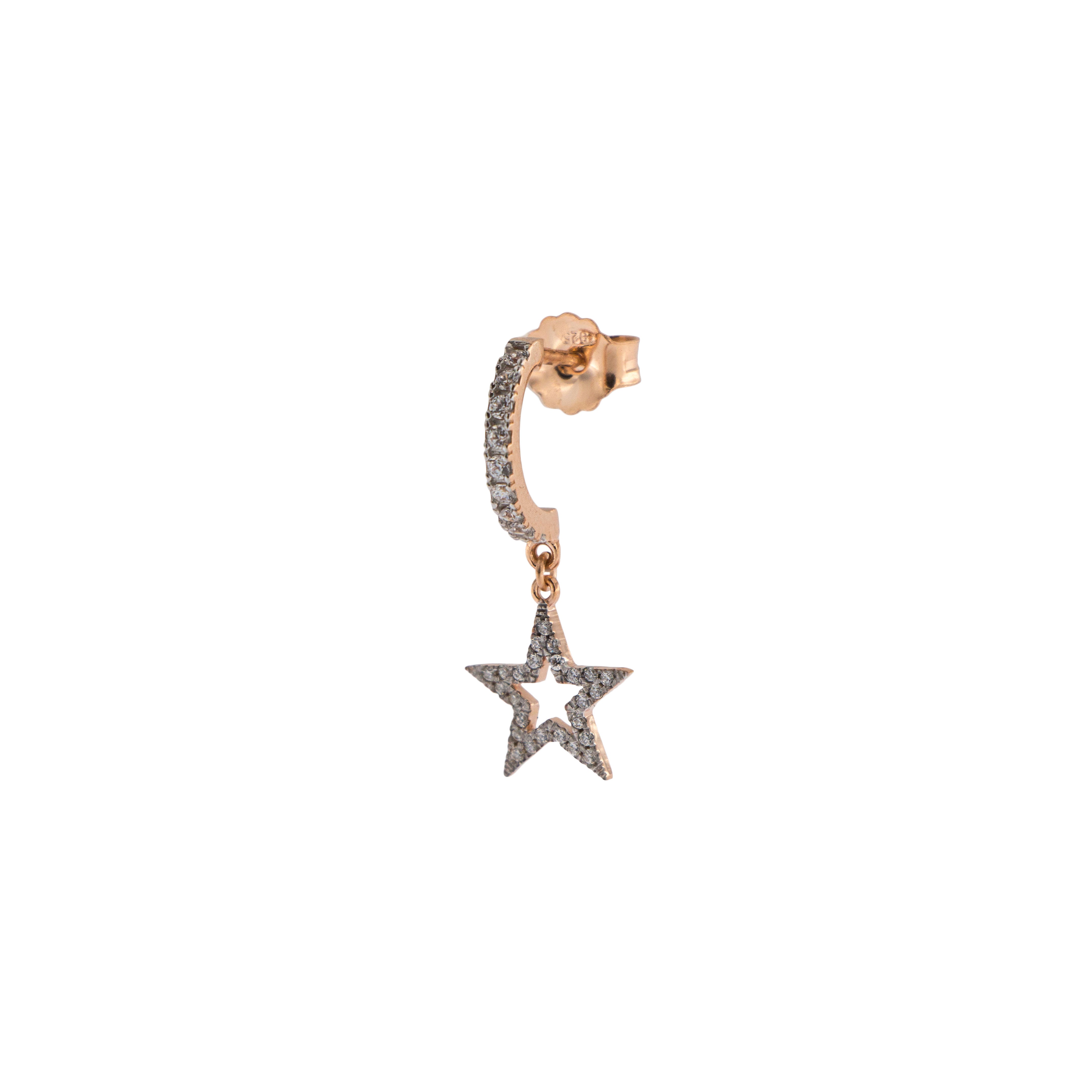 Mono Earring with Subject and White Zircon - Star