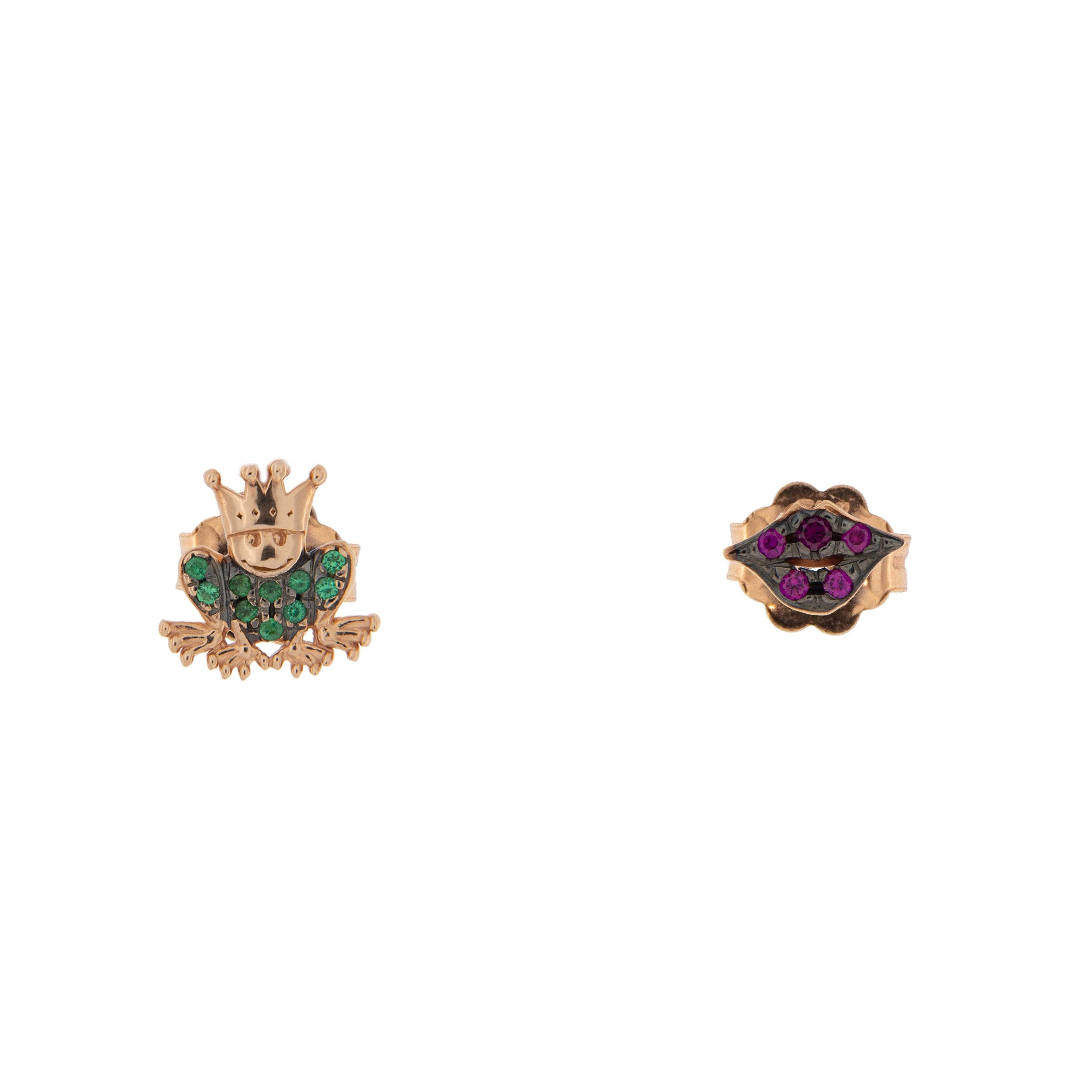 Earrings - Stud Earrings with Zirconia Mouth/Frog - 2 | Rue des Mille