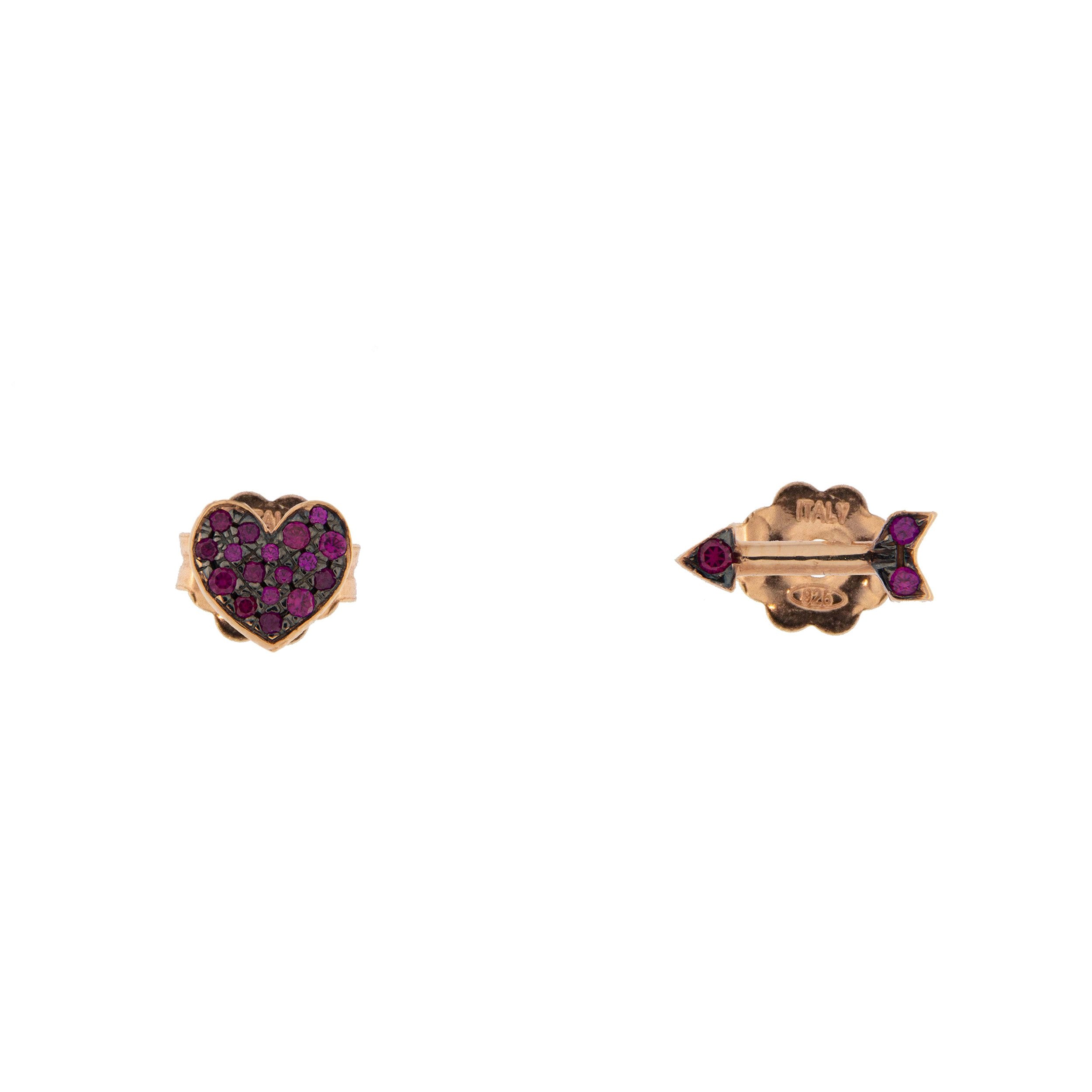 Earrings - Stud Earrings with Zirconia Heart/Arrow - 2 | Rue des Mille