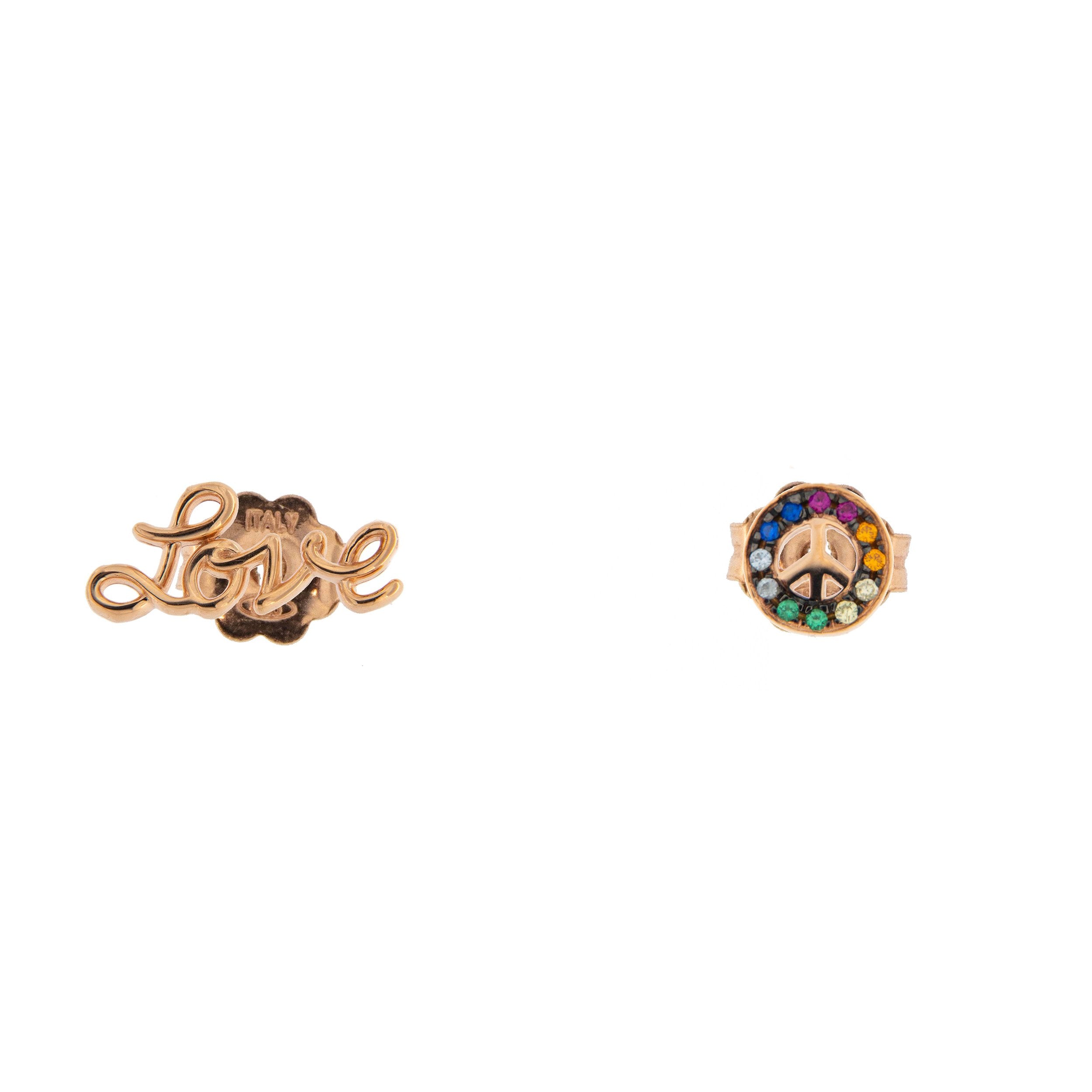 Earrings - Stud Earrings with Zirconia Love/Peace - 1 | Rue des Mille