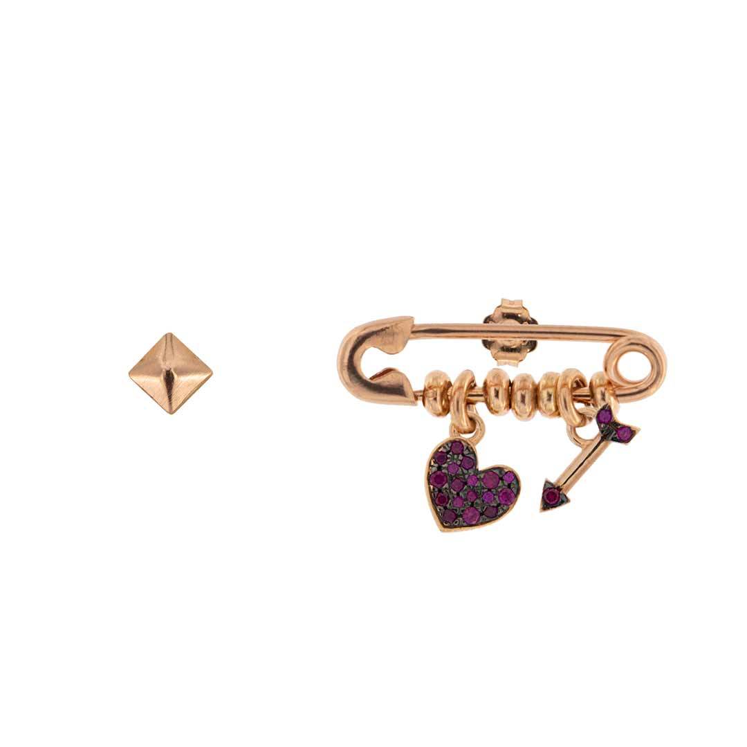 Stud Brooch Earrings Heart / Arrow