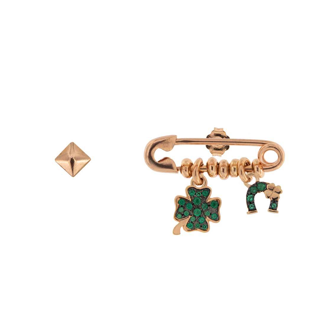 Earrings - Stud Brooch Earrings Four-leaf Clover / Horseshoe - 1 | Rue des Mille