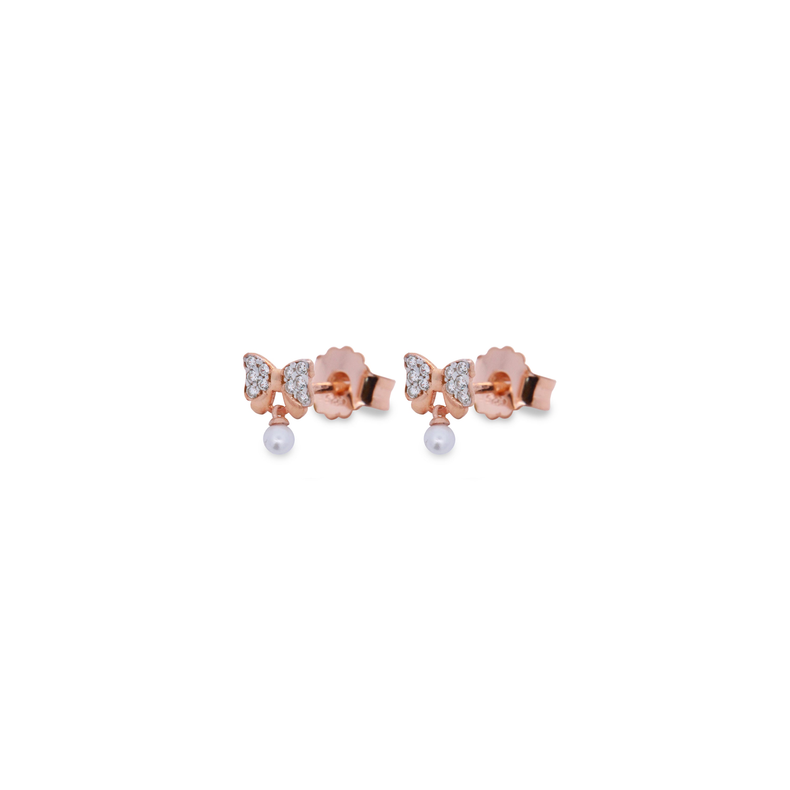 Bow zircons lobe earrings - Bow Ton