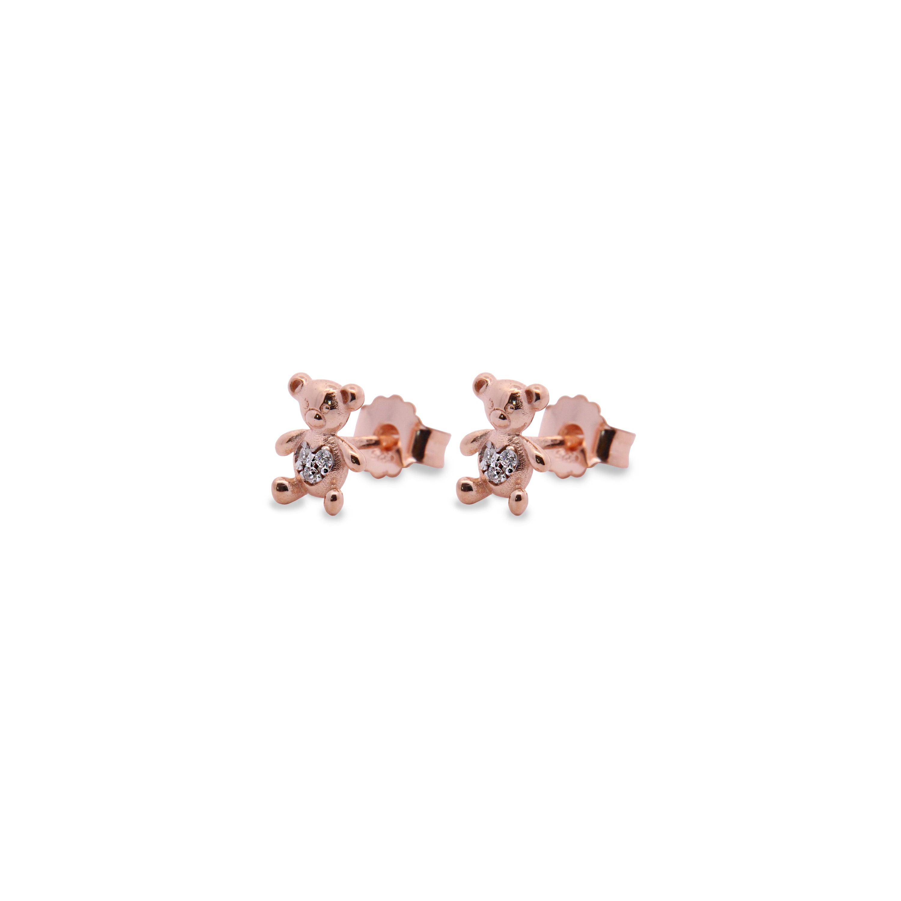 Earrings - Teddy bear zircons lobe earrings - Teddy Fancy - 1 | Rue des Mille
