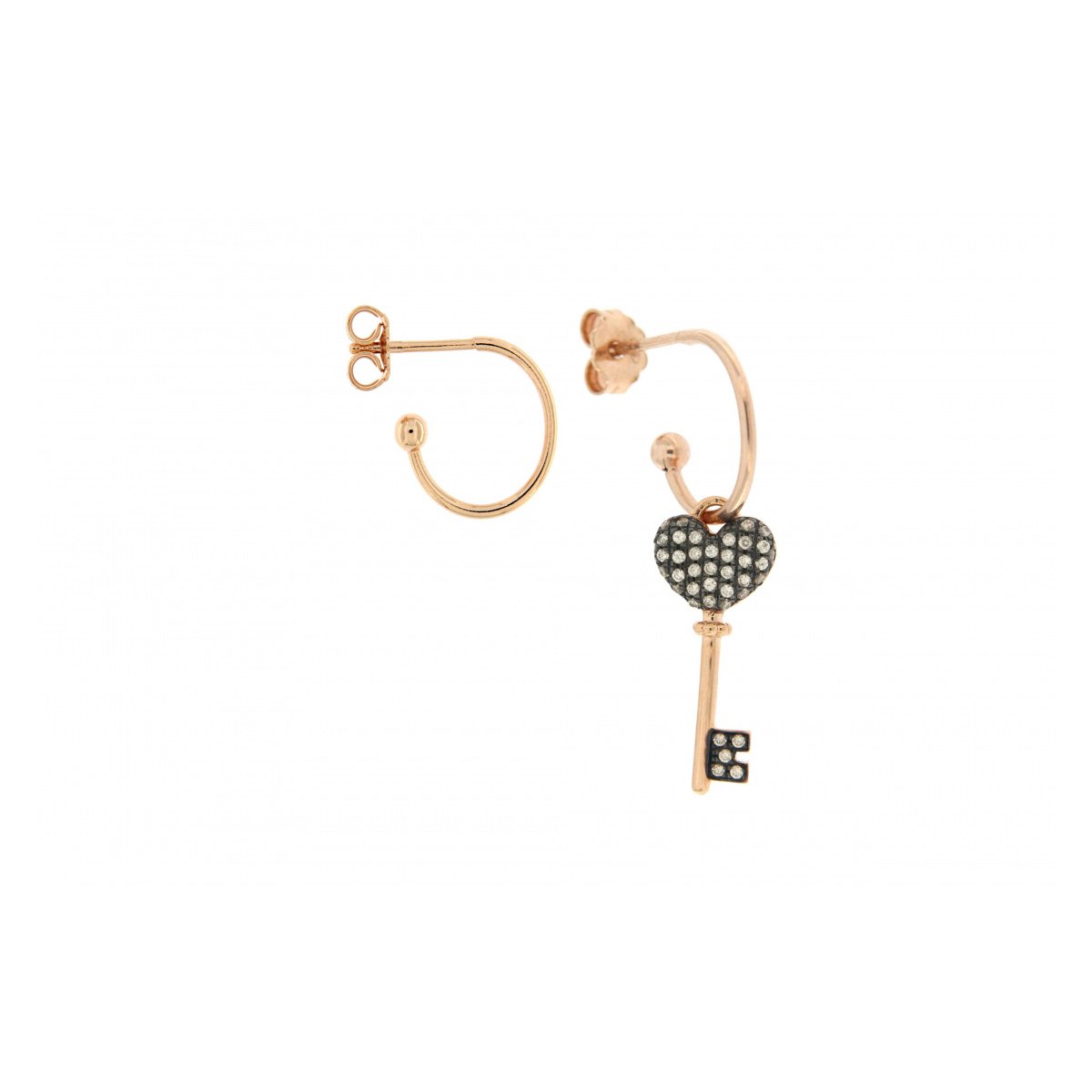Earrings - Circle Mono Earring with Key Zirconia pendant - 2 | Rue des Mille