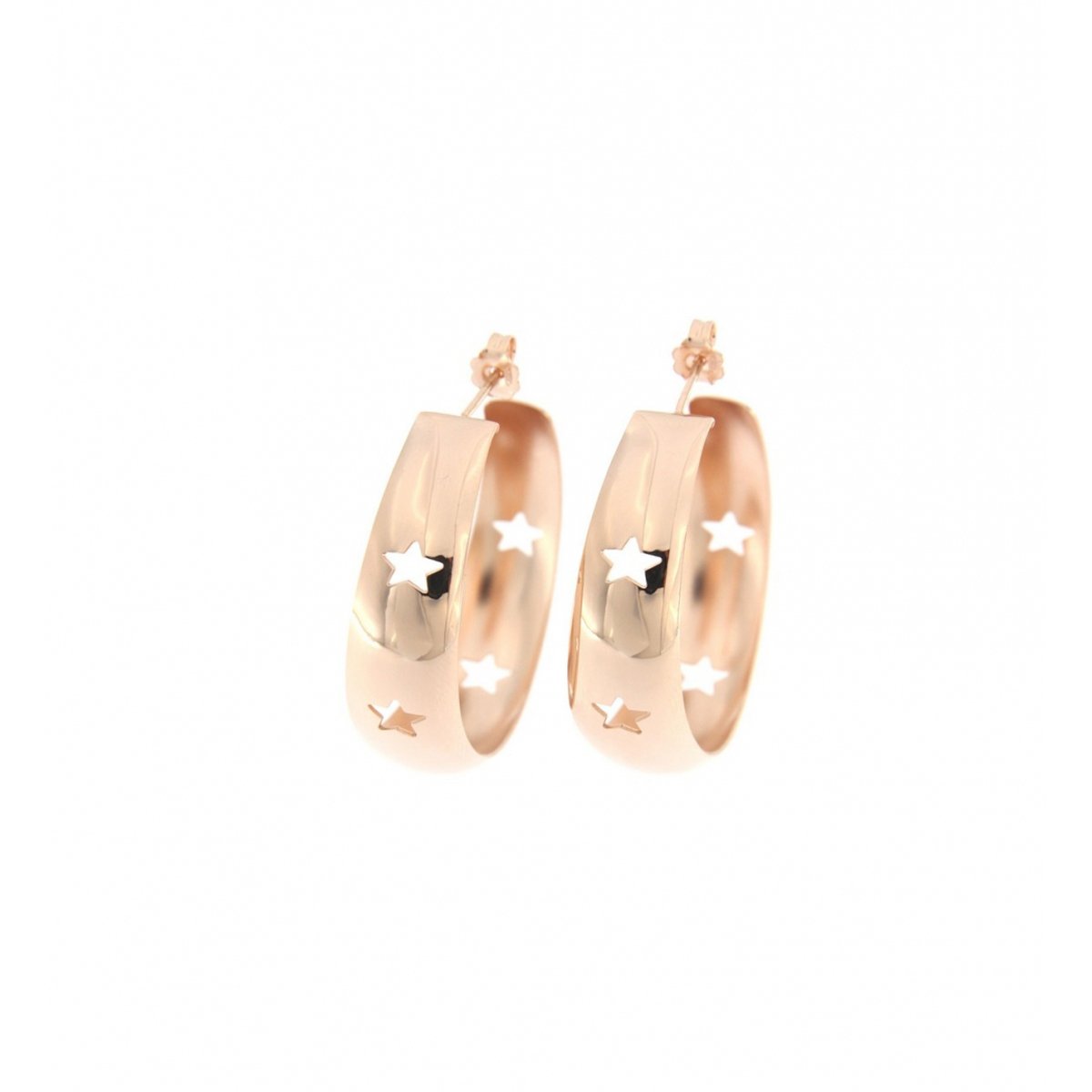 Earrings - Hoop Earrings with Rounded Small Openwork Subject - Star - 1 | Rue des Mille