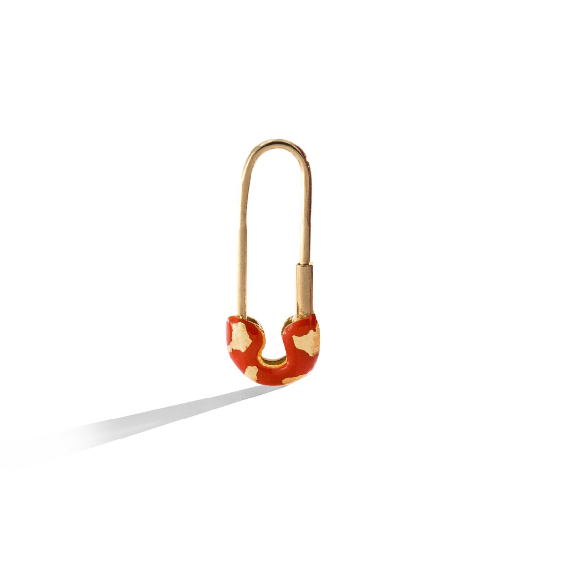 Earrings - Single earring brooch-  Enamel and Gold Leaves - 1 | Rue des Mille