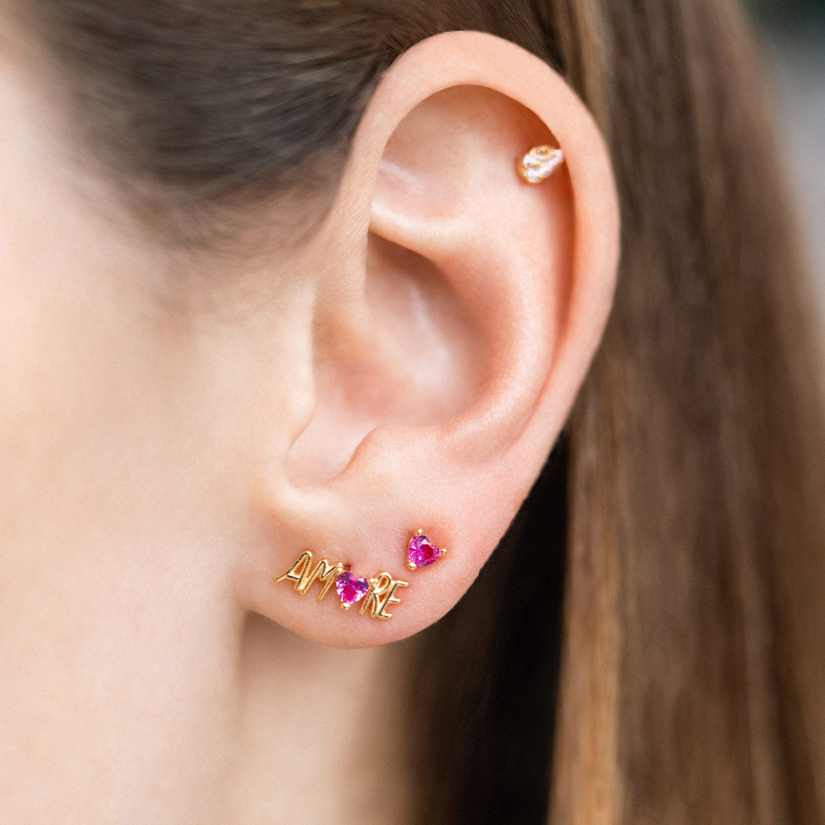 Earrings - Amore asymmetrical lobe earrings - 4 | Rue des Mille