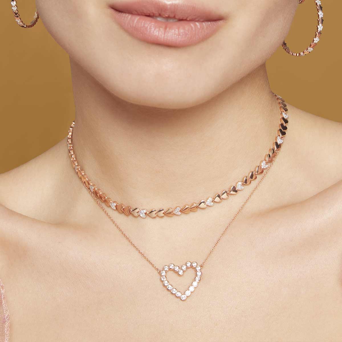 Tennis Choker with Zircons - Hearts