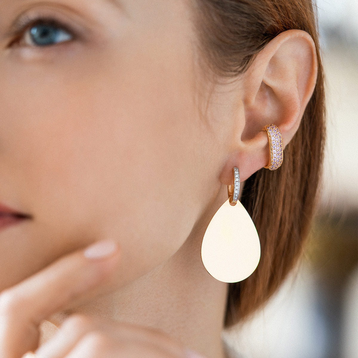 Earrings - Big drop slab earrings - 2 | Rue des Mille