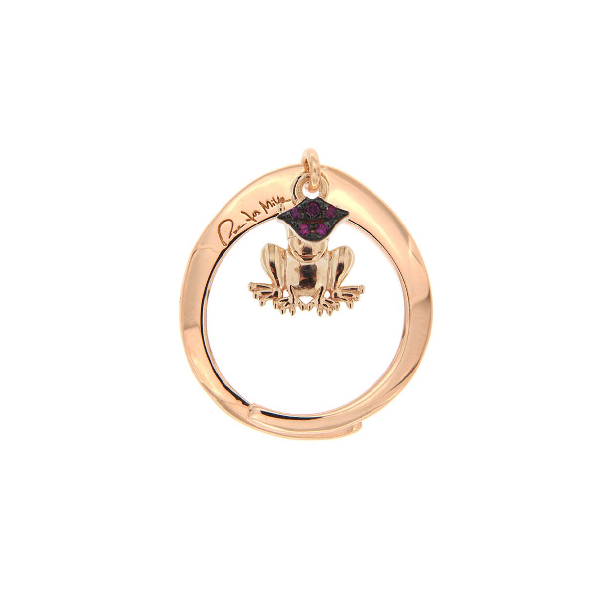 Rings - Double Rigid Ring with Frog/Mouth Pendant - 1 | Rue des Mille