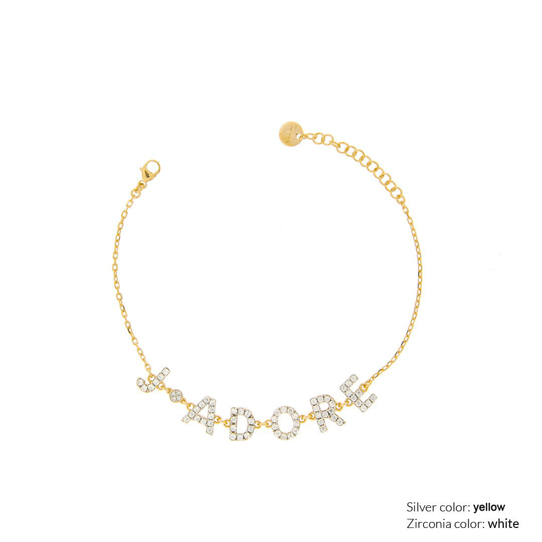 Bracelets - Customizable chain bracelet with zirconia letters - 18kt yellow gold plating - 4 | Rue des Mille