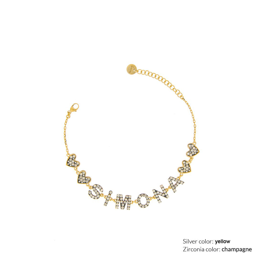 Bracelets - Customizable chain bracelet with zirconia letters - 18kt yellow gold plating - 3 | Rue des Mille