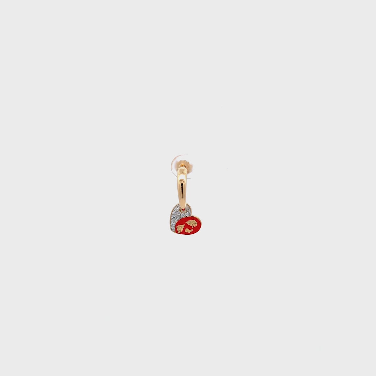 Earrings - Single circle earring -  Enamel and Gold Leaves - thumbnail - video - 1 | Rue des Mille