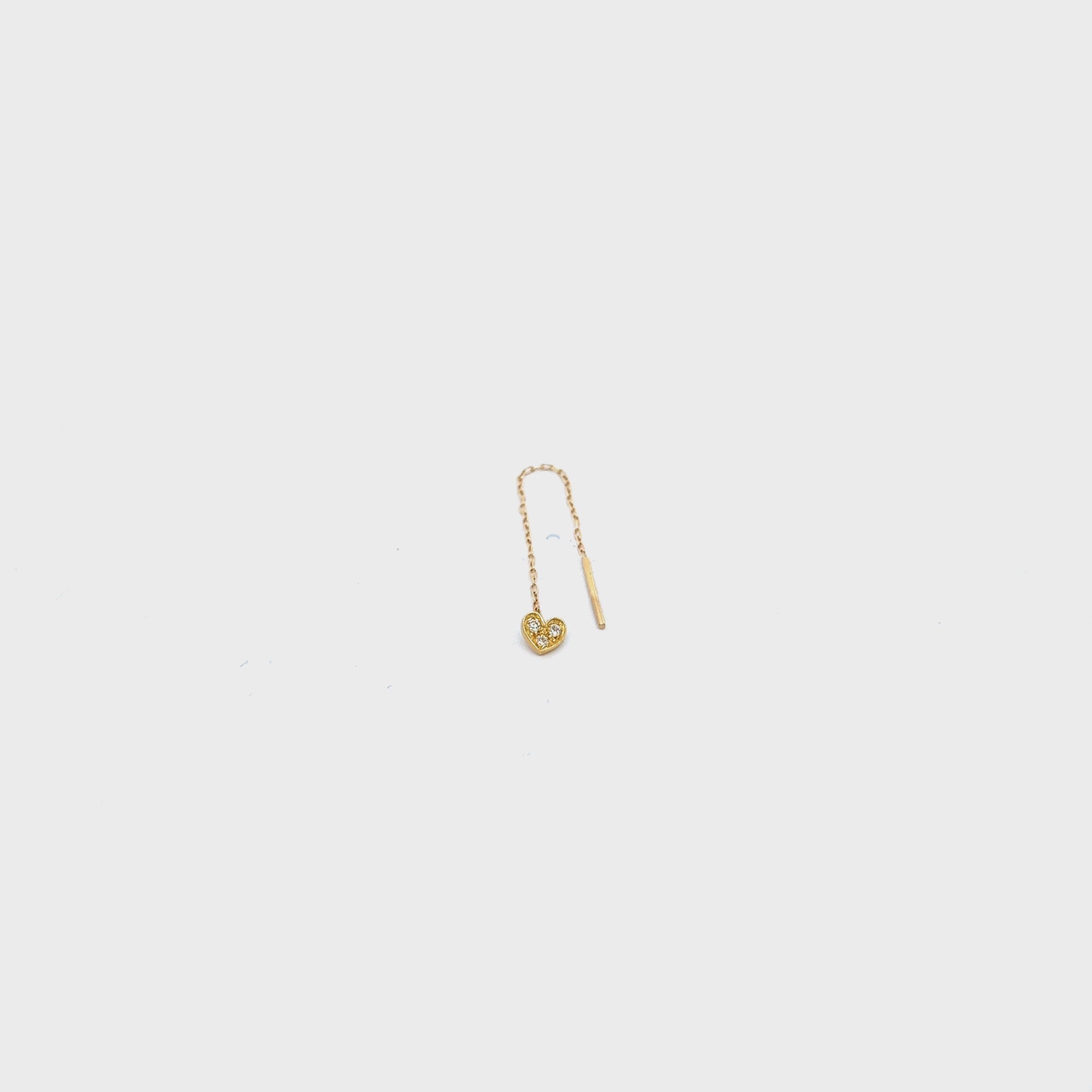 Earrings - Single Heart Chain Earring and Lab Grown Diamonds - ORO18KT - thumbnail - video - 1 | Rue des Mille