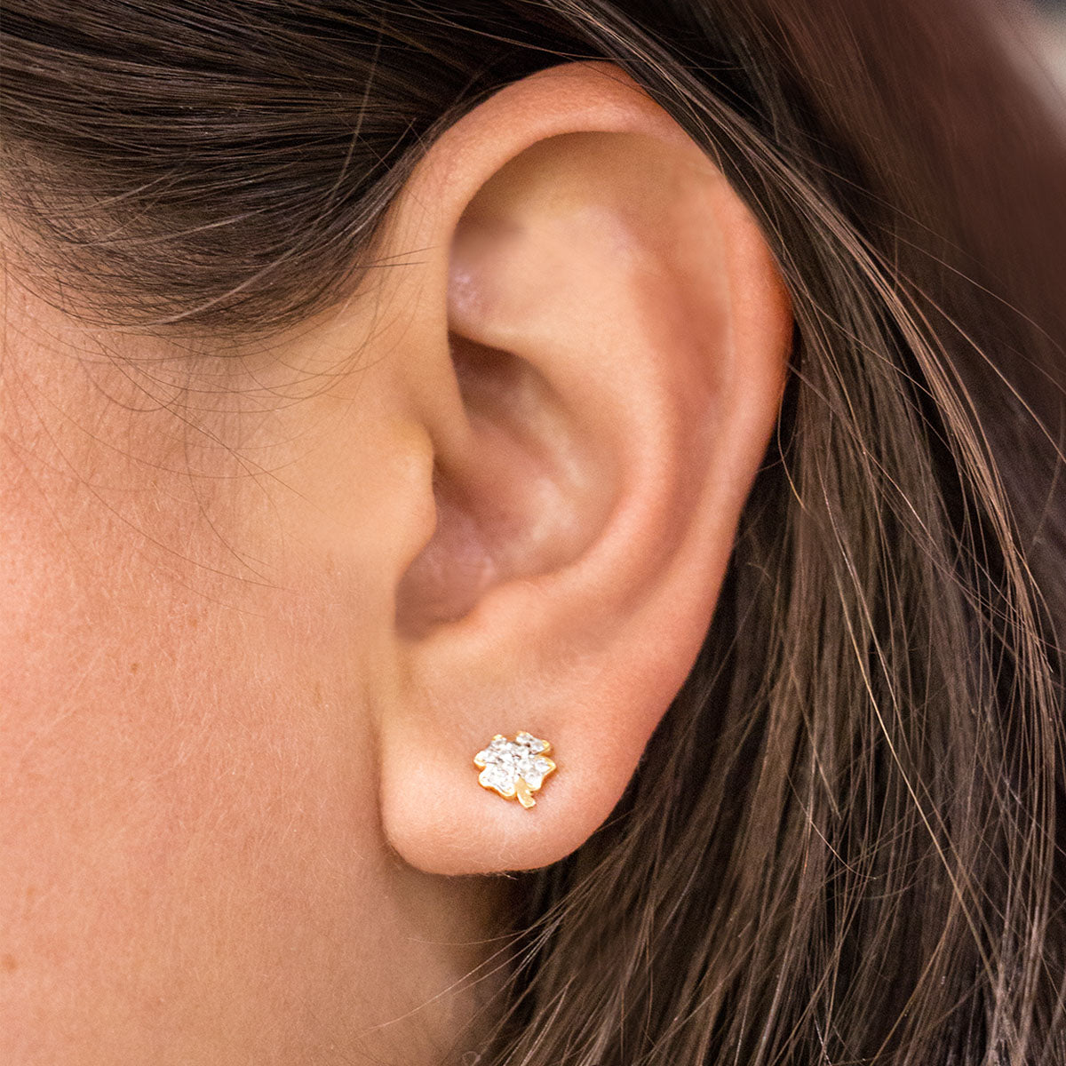 Earrings - Stud Earrings Micro Zirconia Four-leaf Clover - 3 | Rue des Mille