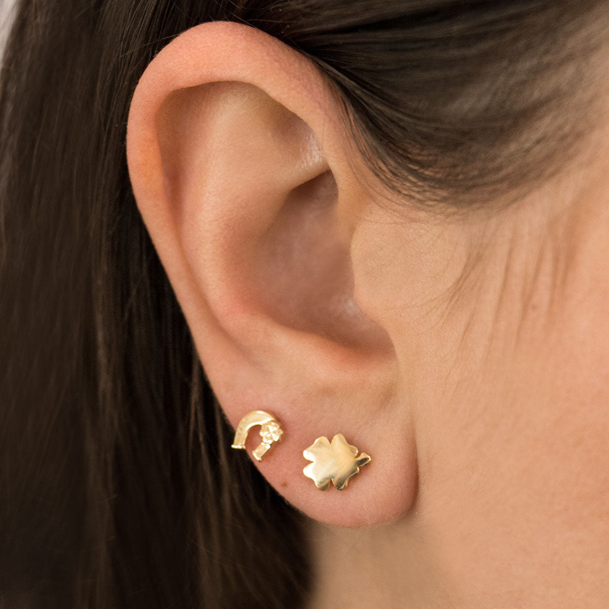 Earrings - Stud Earrings Four-leaf Clover/Horseshoe - 5 | Rue des Mille