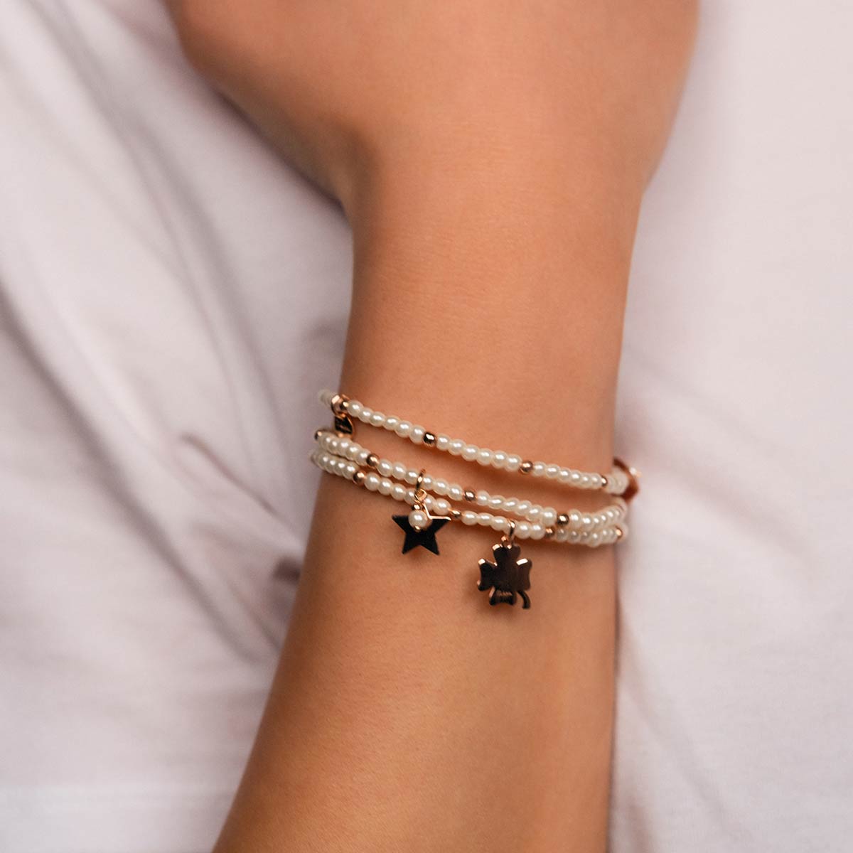 Bracelets - Elastic bracelet with pearls and balls - CLOVER - 3 | Rue des Mille
