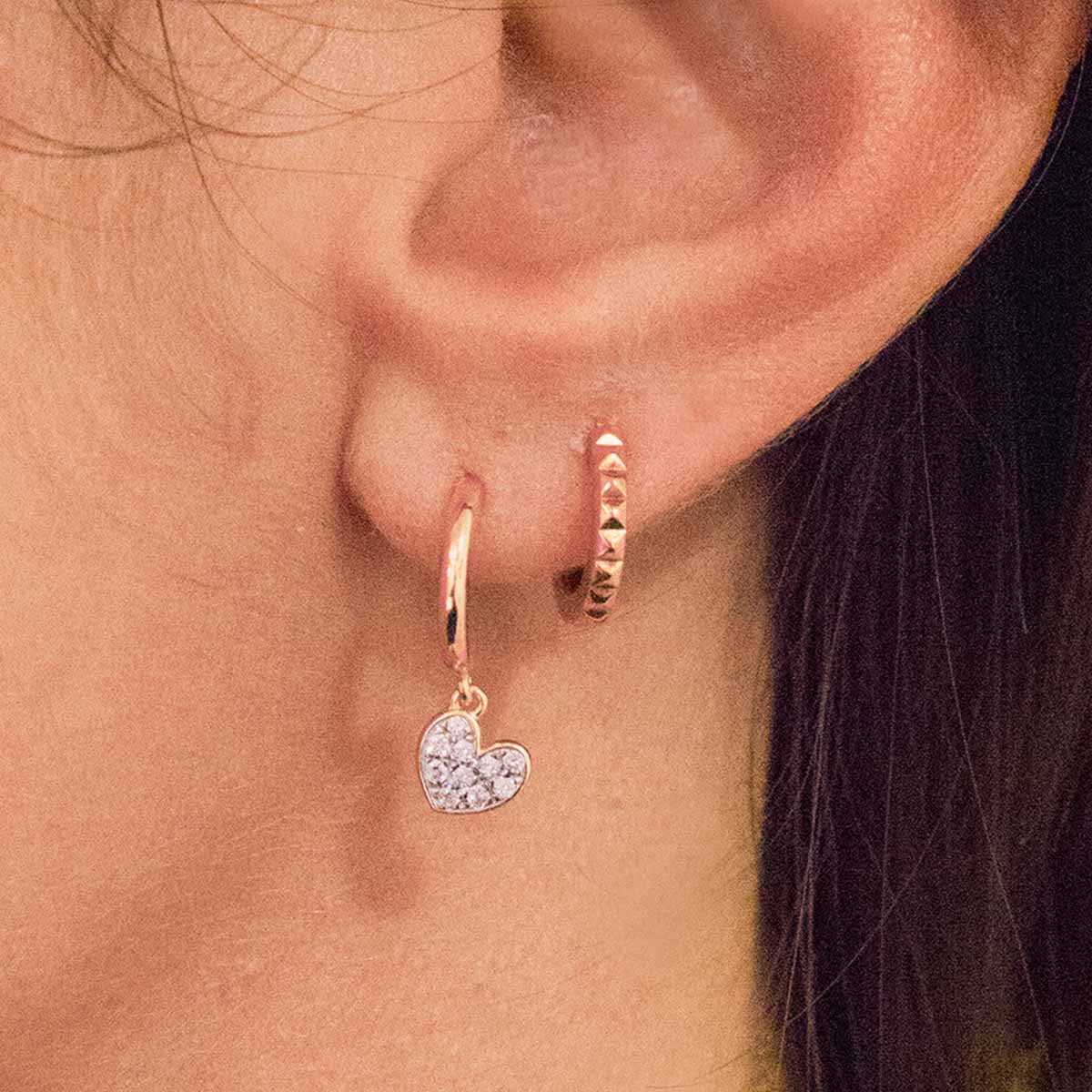 Earrings - Single earring mini hoop Heart - 3 | Rue des Mille