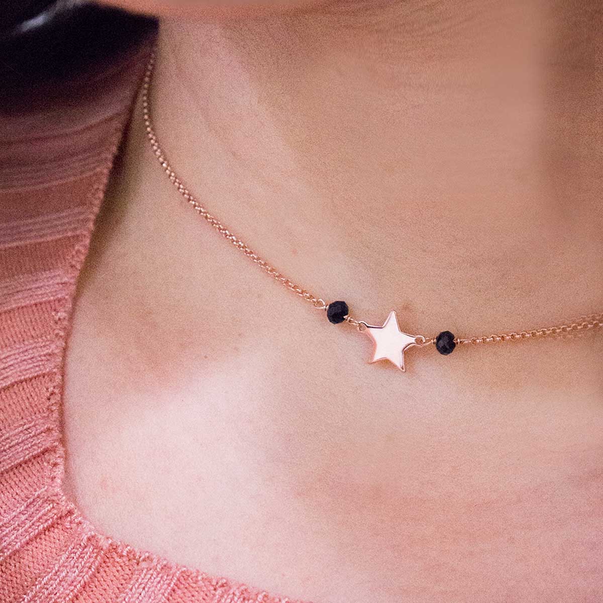 Chain Choker  Pearl Blue Star