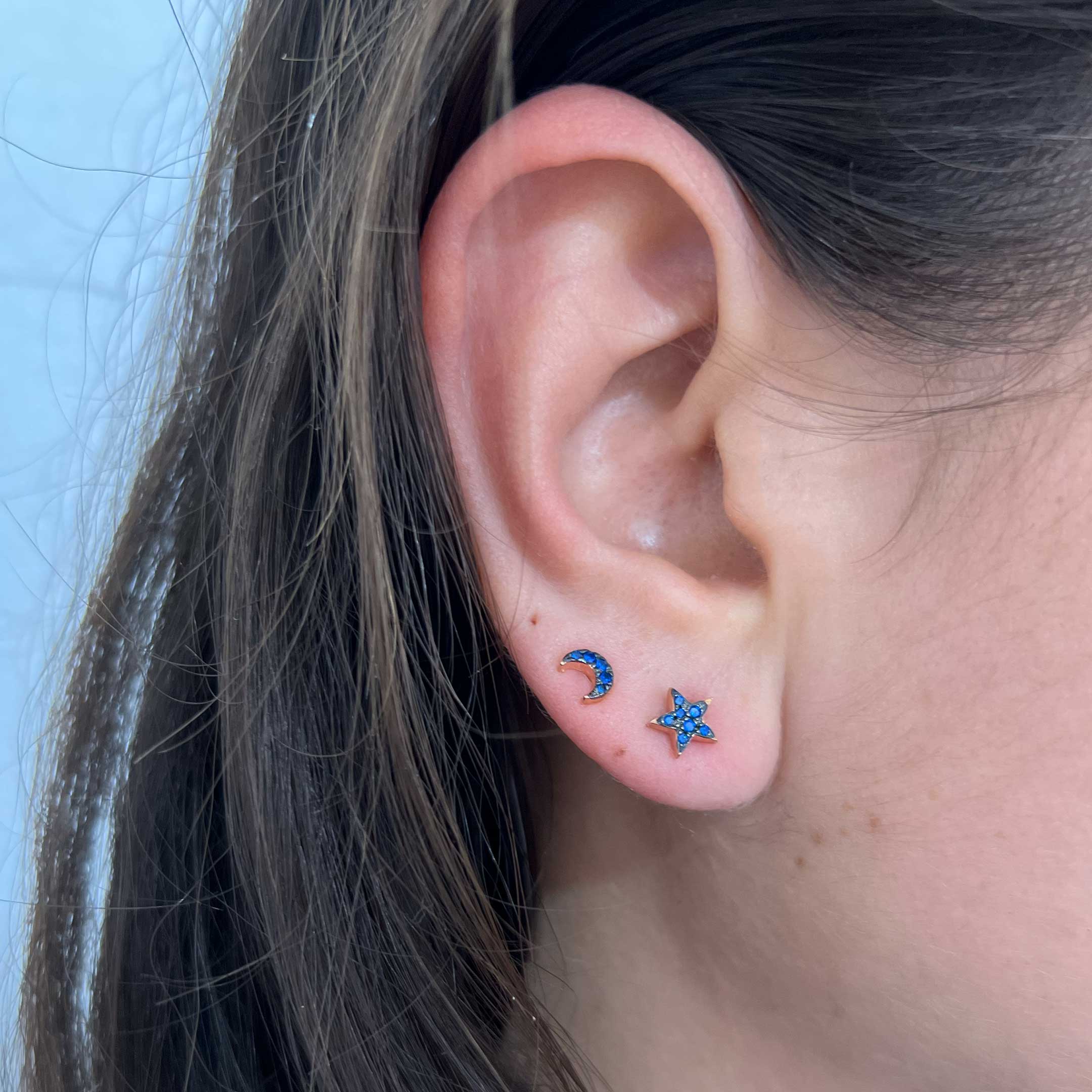Earrings - Stud Earrings with Zirconia Star/Moon - 3 | Rue des Mille