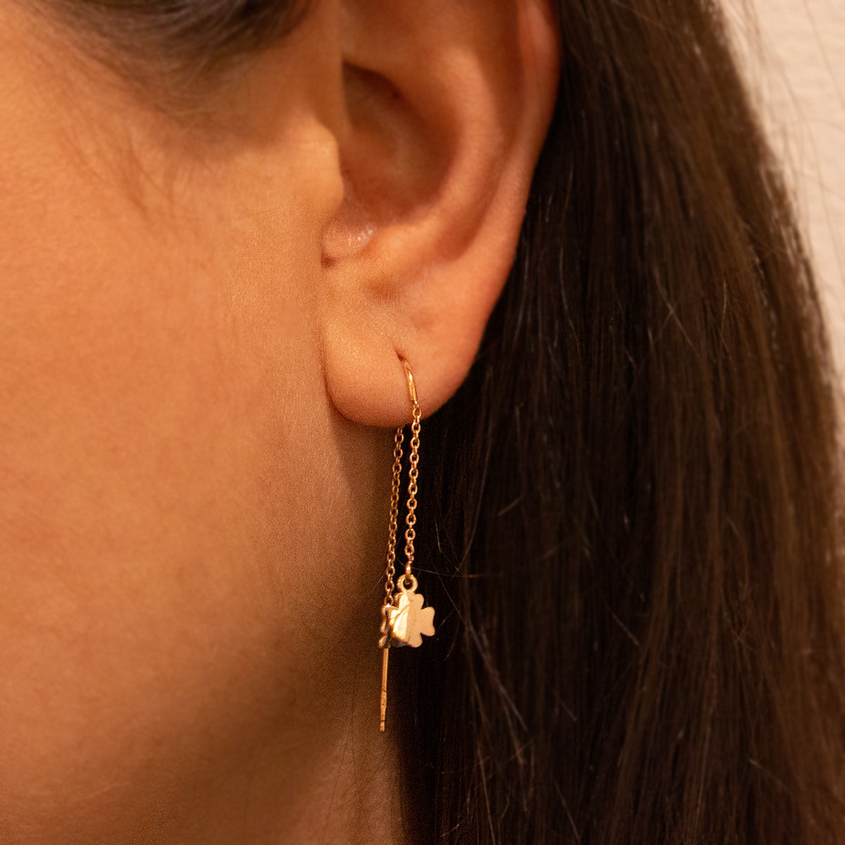 Earrings - Earring chain rounded subject - clover - 4 | Rue des Mille