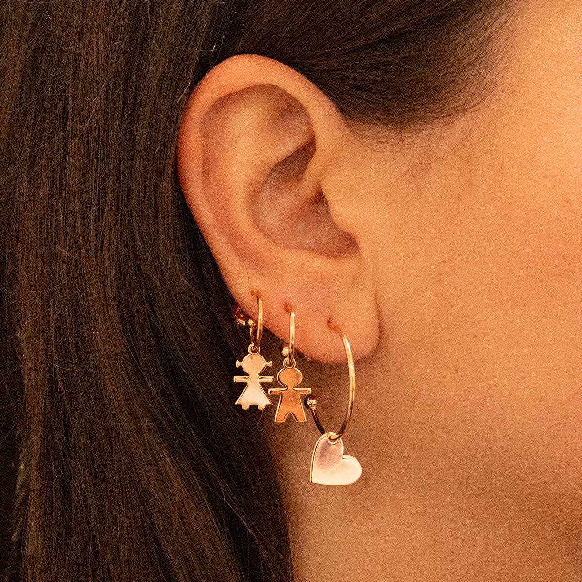 Earrings - Hoop Earrings Micro Pendant - Little Girl - 8 | Rue des Mille