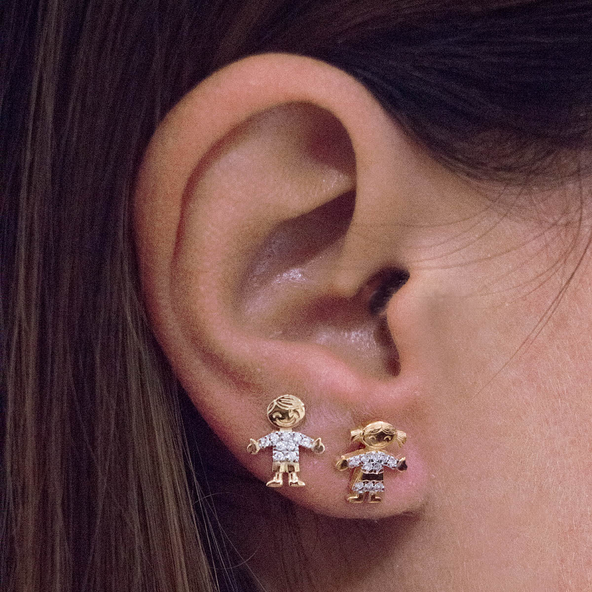 Zirconia Earrings With Little Girl 