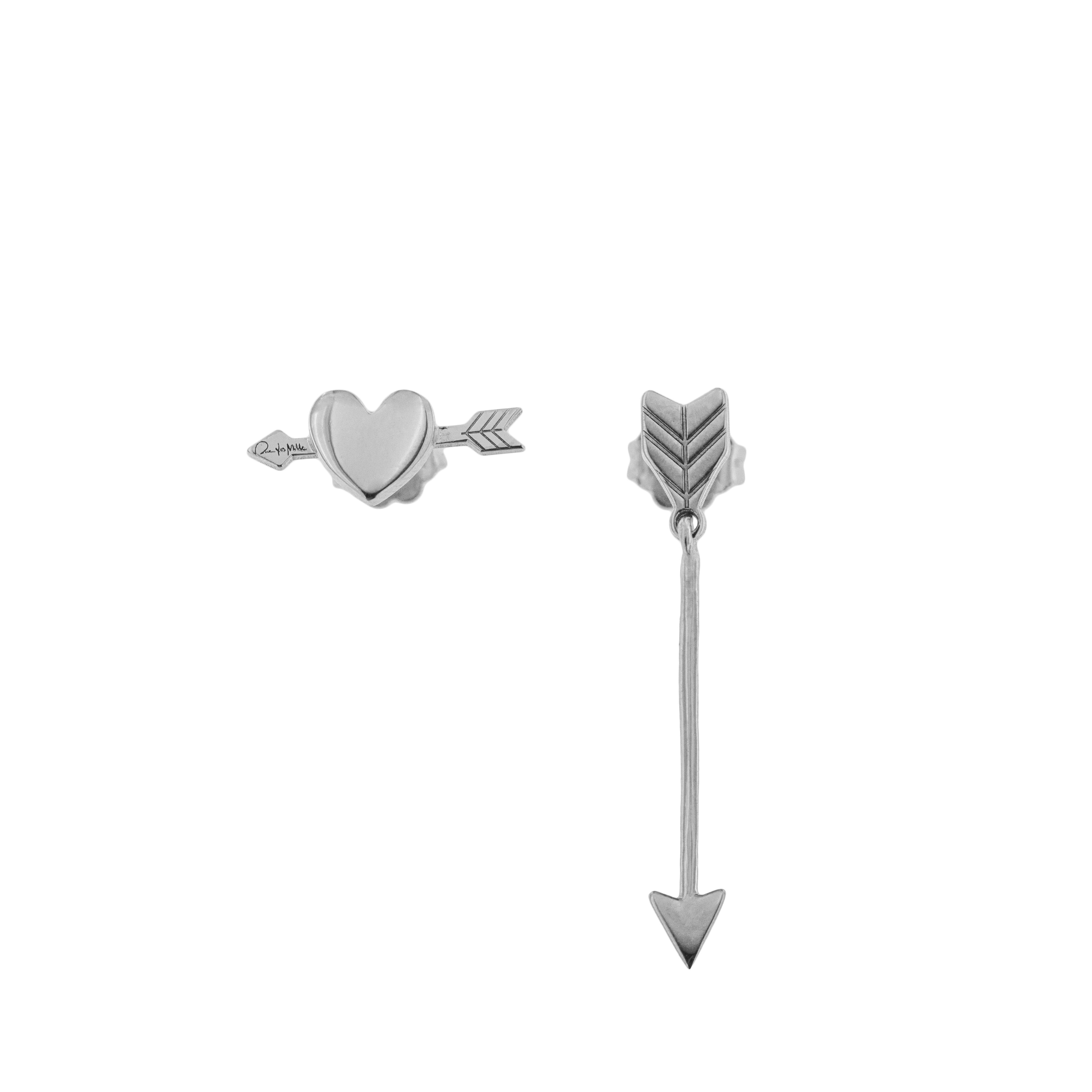Earrings - Stud with Heart and Arrow Earring - 3 | Rue des Mille