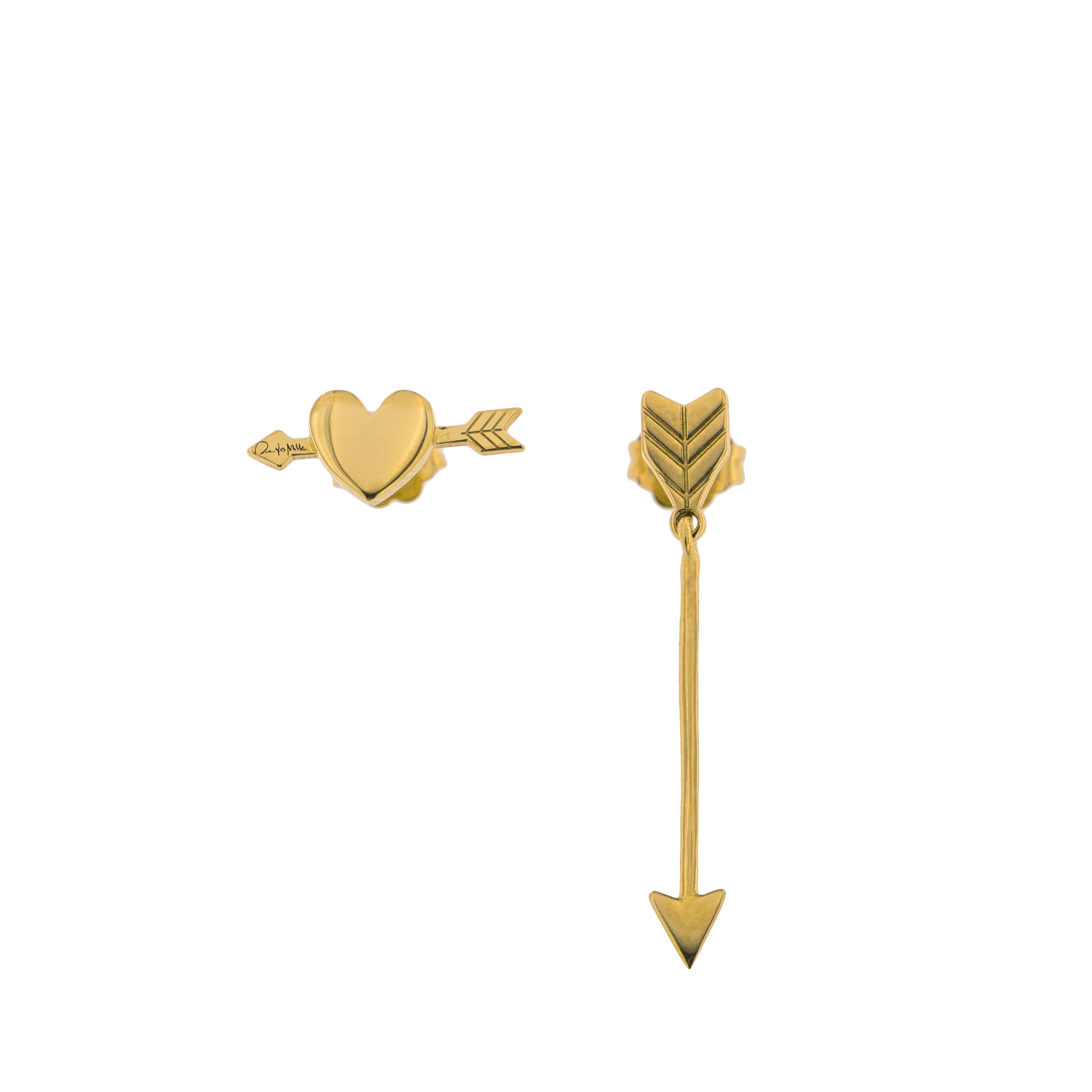 Earrings - Stud with Heart and Arrow Earring - 4 | Rue des Mille