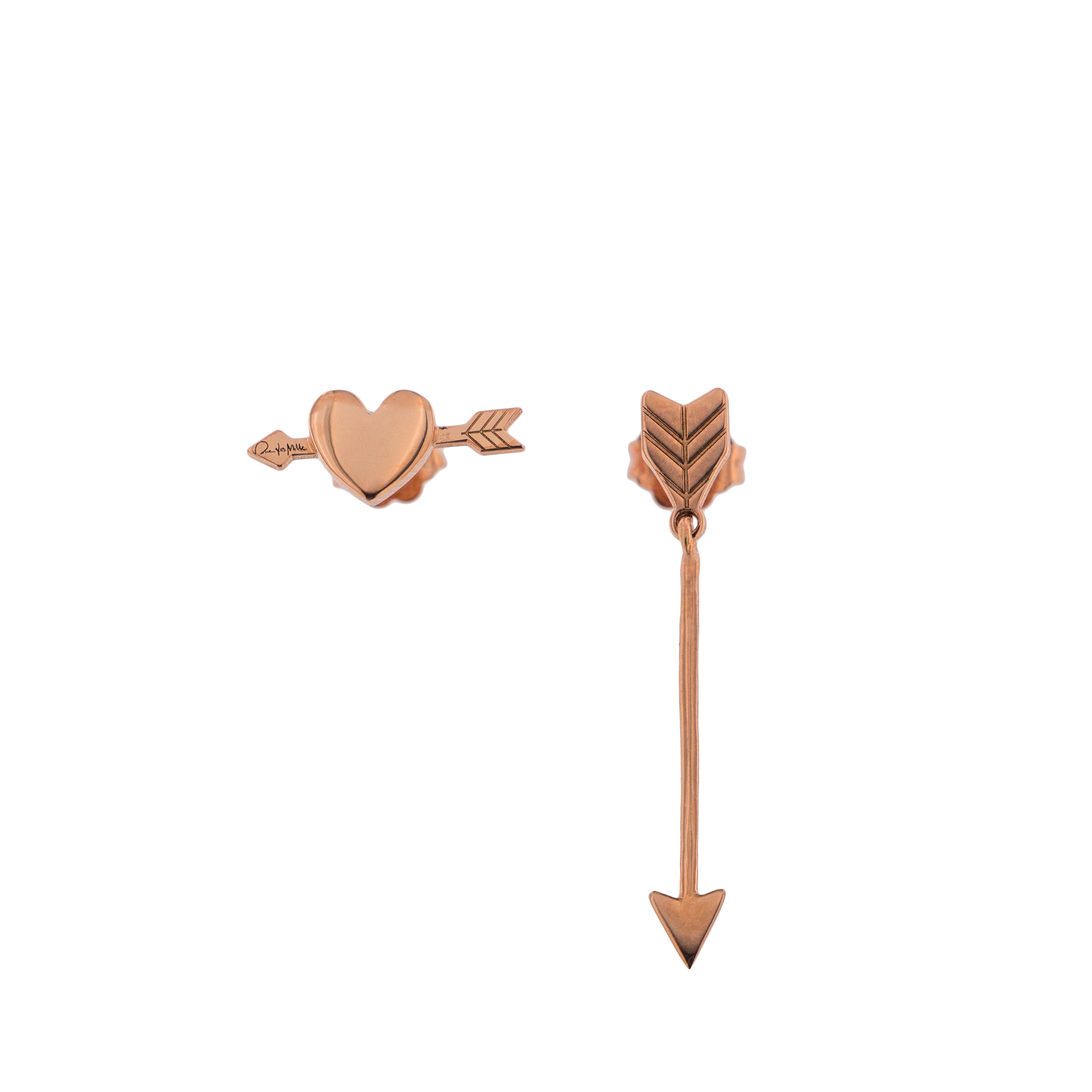 Stud with Heart and Arrow Earring