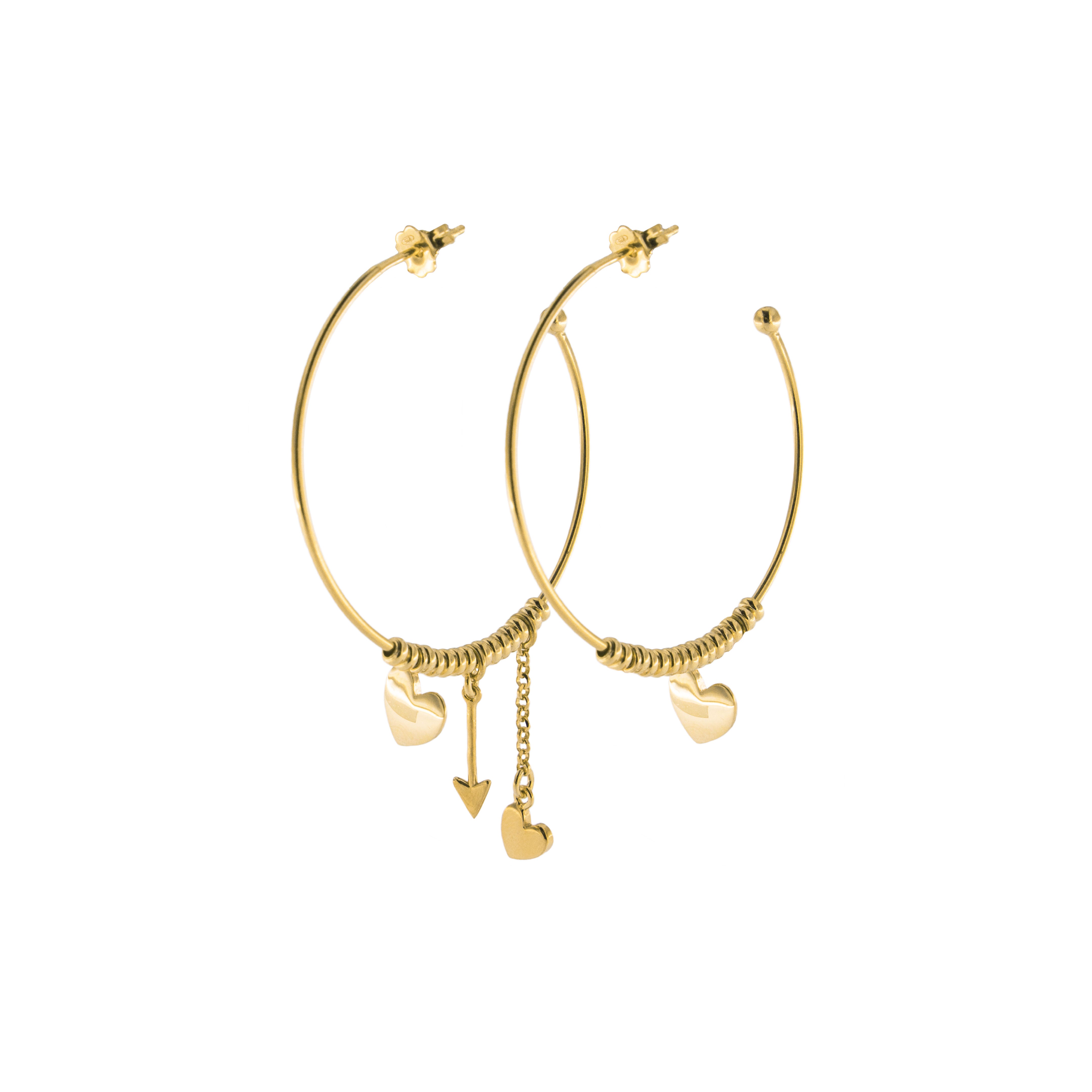 Earrings - Hoop Earrings With Micro Circles/Hearts/Arrow - 4 | Rue des Mille