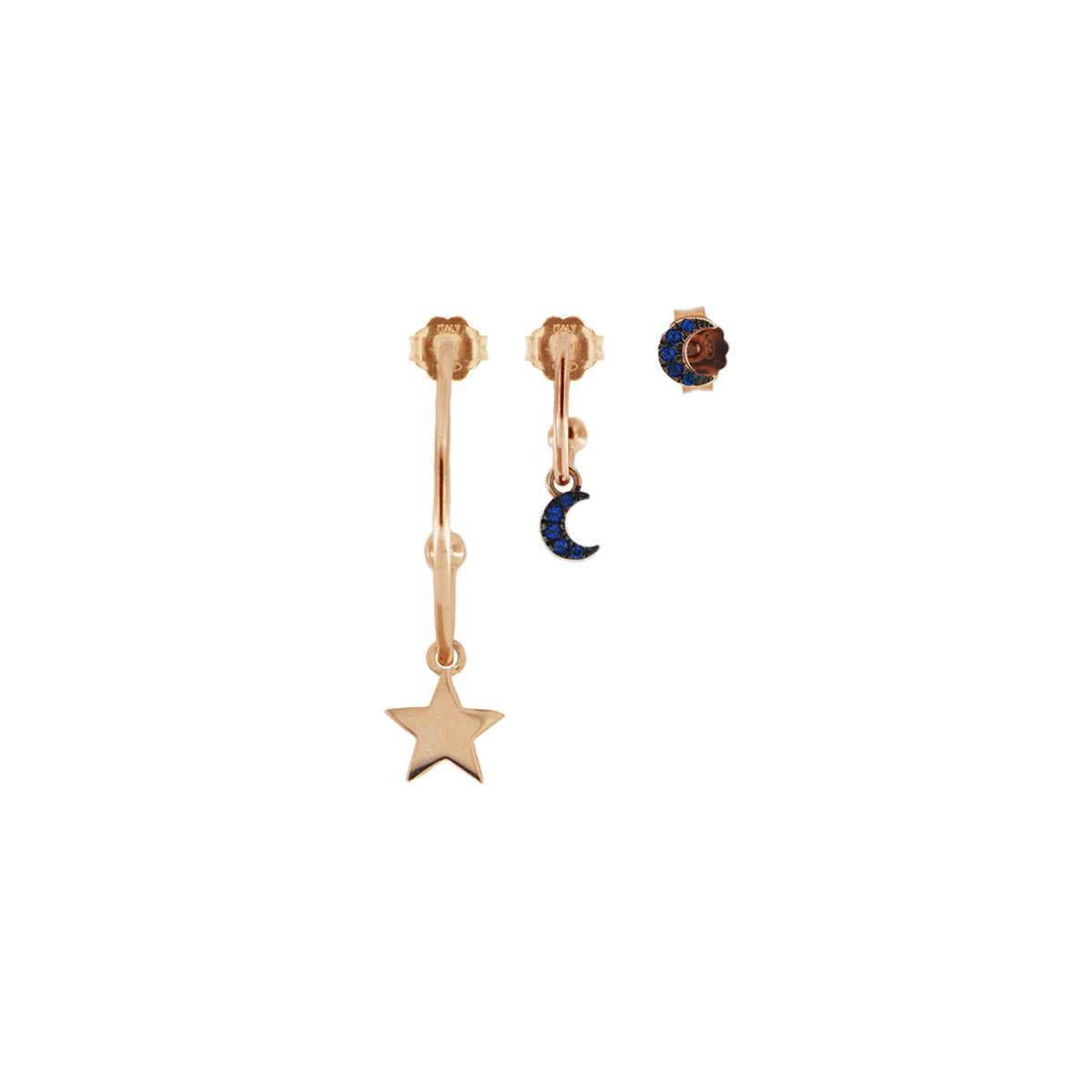 Earrings - 3 Set Earrings Pieces - Star / Moon / Moon - 2 | Rue des Mille