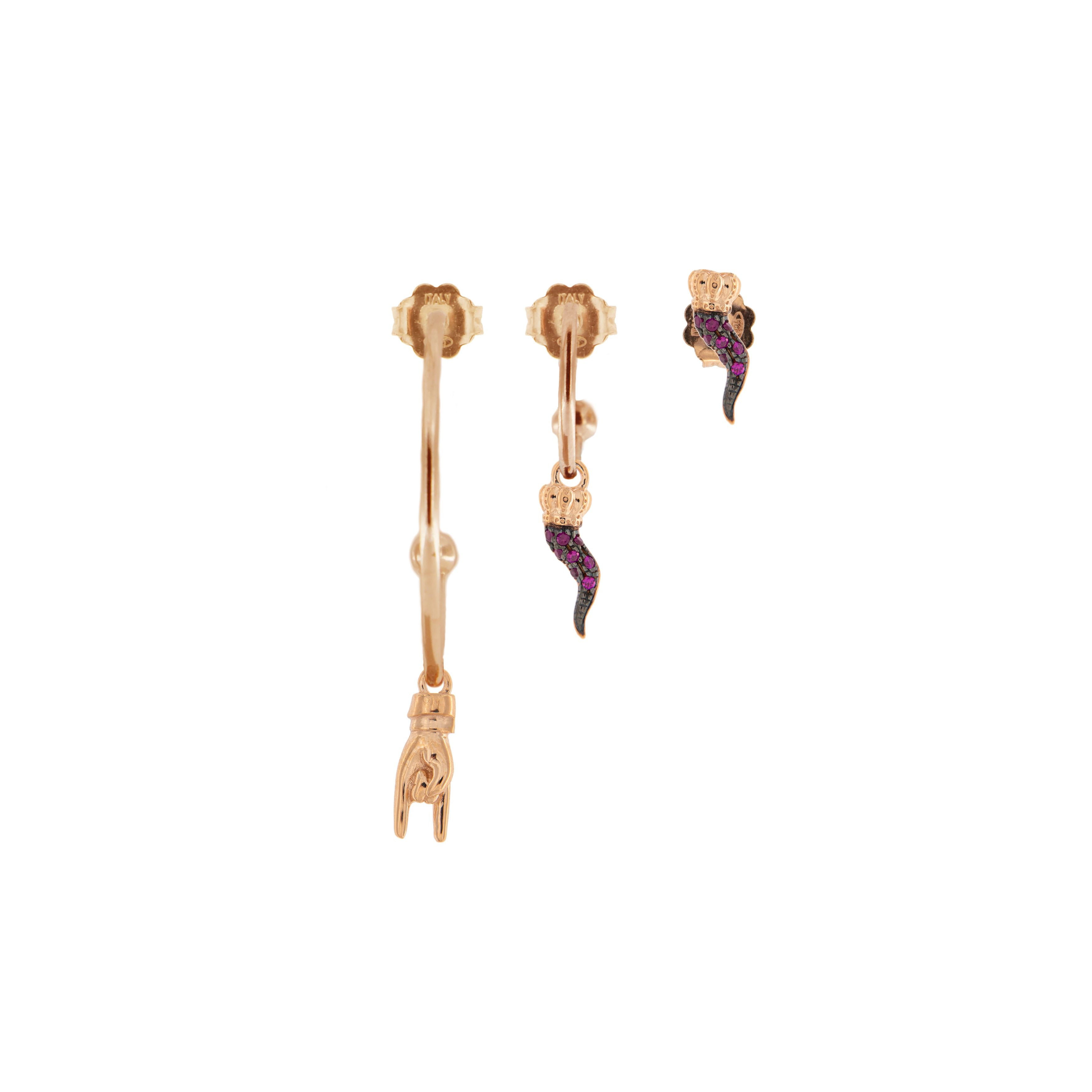 Earrings - 3 Set Earrings Pieces - Horns / Horn / Horn - 2 | Rue des Mille