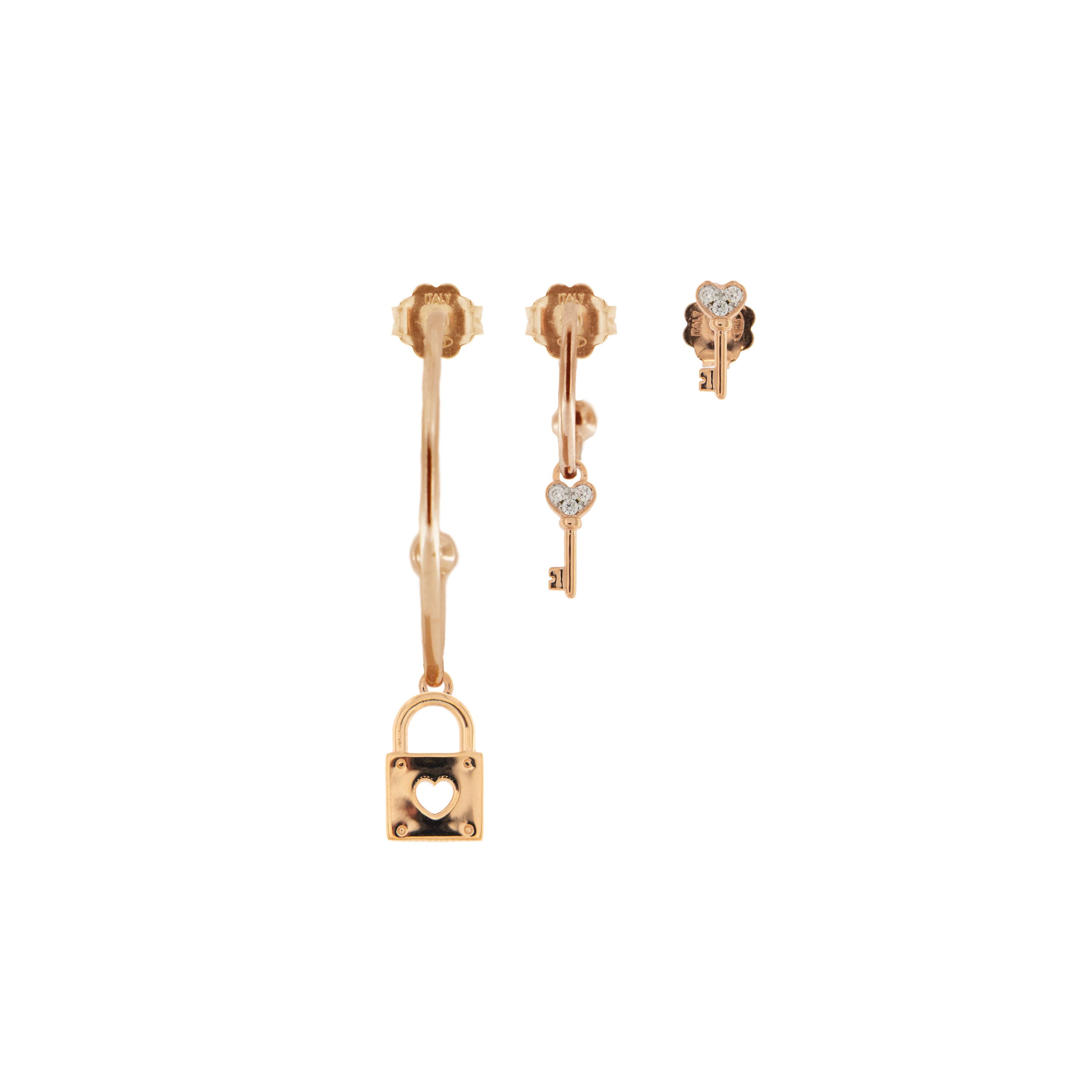 Earrings - 3 Set Earrings Pieces - Lock / Key / Key - 2 | Rue des Mille