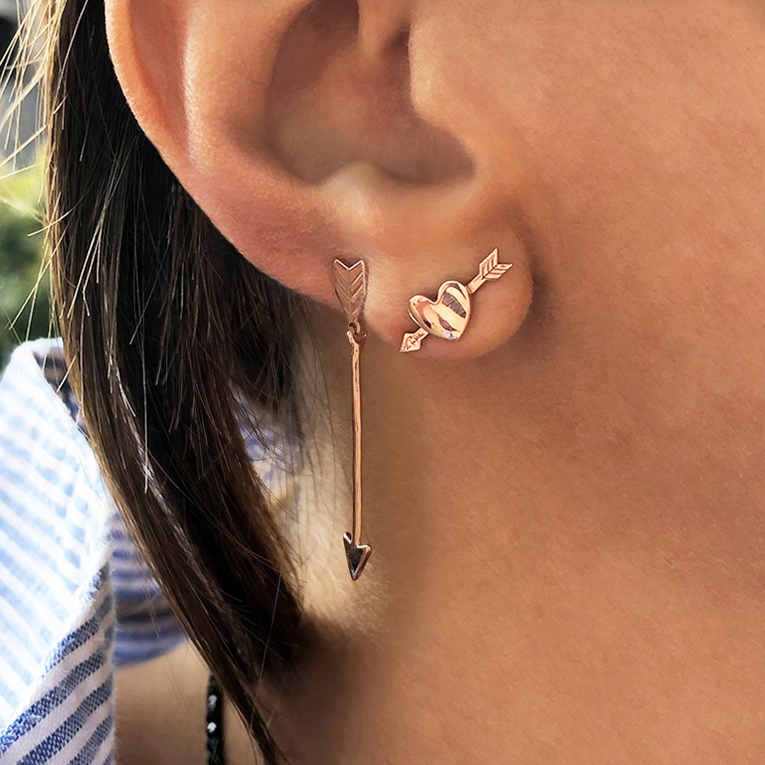 Stud with Heart and Arrow Earring