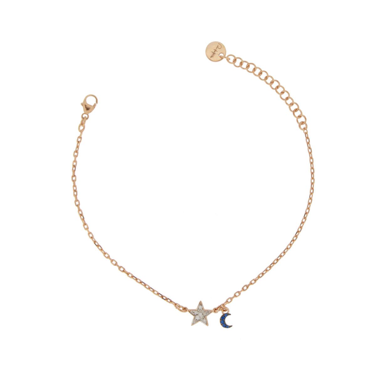 Pulseras - Pulsera Doble Detalles con Zircones Estrella / Luna - 1 | Rue des Mille