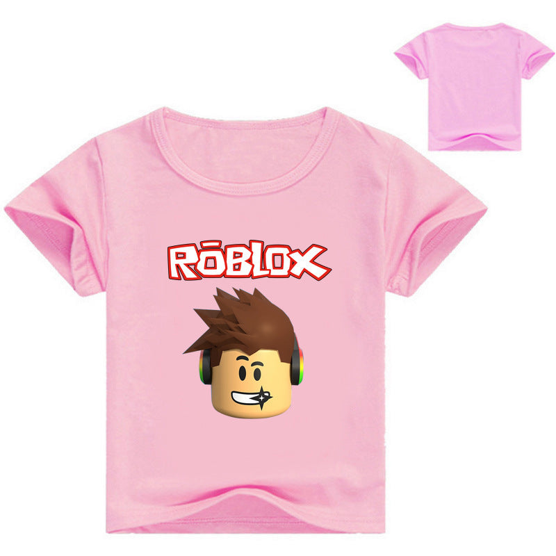 Summer Roblox Game Short Sleeve Cotton Casual Plain T-shirt – Abox.nz