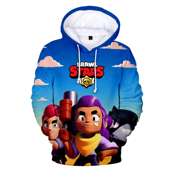 Printed Brawl Stars Shelly Cosplay Blue Sky Hoodie Jumper For Kids You Abox Nz - shelly dj brawl stars