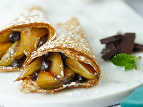 Caramelized Pears Dark Chocolate Crepe Cones To Celebrate La Chandel