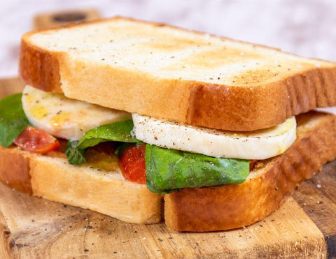 creamy-tomato mozza sliced brioche sandwich