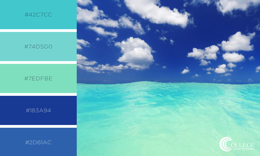 College Coloring Books Winter Blues Color Palette Ocean