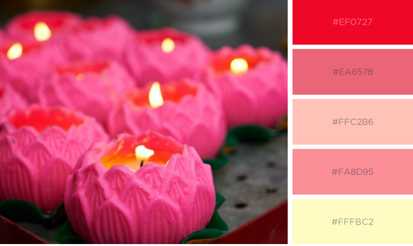 Magenta flower-shaped tea lights