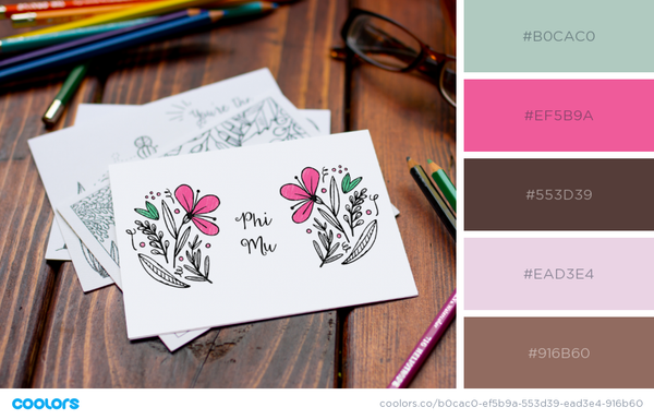 sorority notecards, coloring notecards, sorority gift