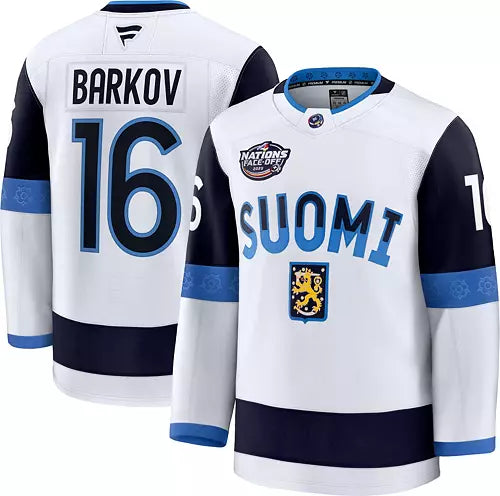 Aleksander Barkov Finland Fanatics 2025 4 Nations Face-Off Premium Jersey - White